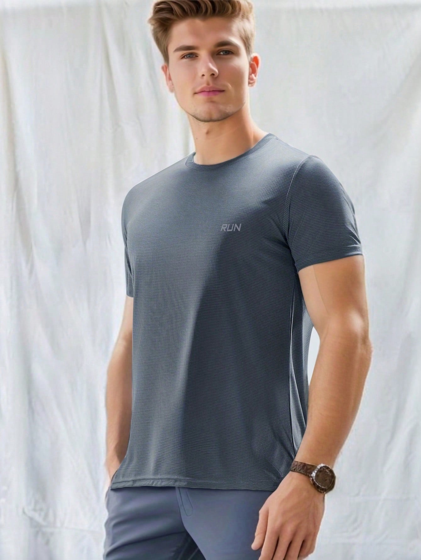 Men's Sports Fitness Outfit, Trendy Casual Workout T-Shirt