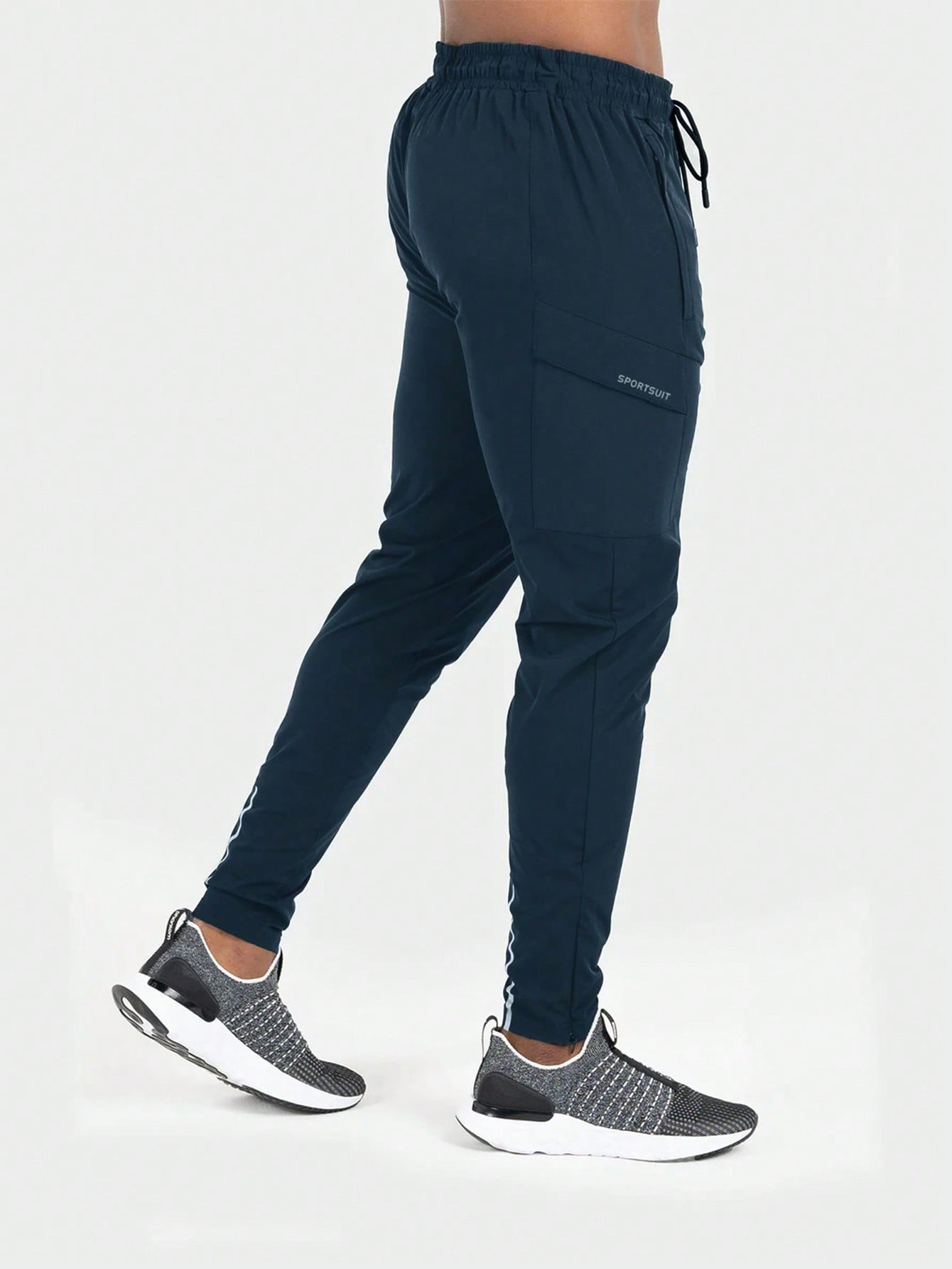 Manfinity Fitness Men's Casual Simple Letter Print Drawstring Waist Sports Pants