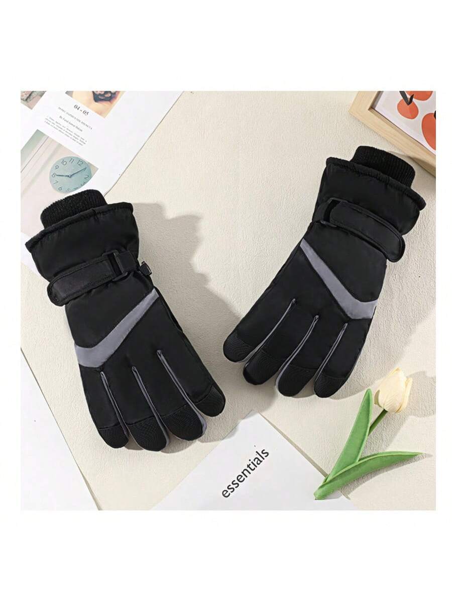 Winter Women's Ski Gloves, Windproof, Waterproof, Thickened, Warm, Touchscreen, Suitable For Skiing, Motorcycling, Snowboarding, Outdoor Sports, Riding Equipment,Black Gloves Thermal, Winter Gloves, Hand Warmer, Snow Gloves