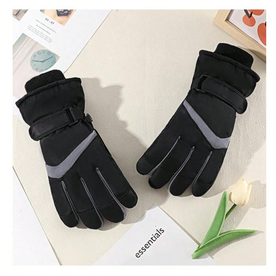 Winter Women's Ski Gloves, Windproof, Waterproof, Thickened, Warm, Touchscreen, Suitable For Skiing, Motorcycling, Snowboarding, Outdoor Sports, Riding Equipment,Black Gloves Thermal, Winter Gloves, Hand Warmer, Snow Gloves