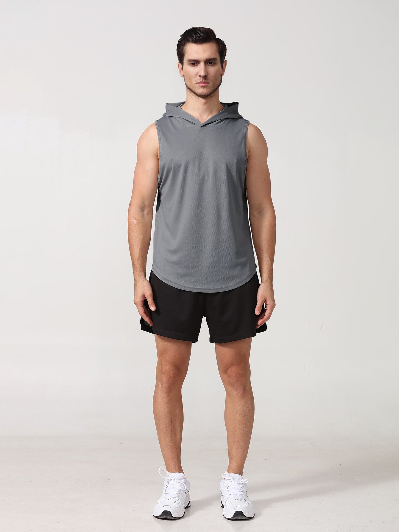 Boyfriend Style Men's Sports Sleeveless Hooded Tank Top, Outdoor Running Fitness Quick-Dry Tank Top Gym Clothes Boyfriend Style Men Basic