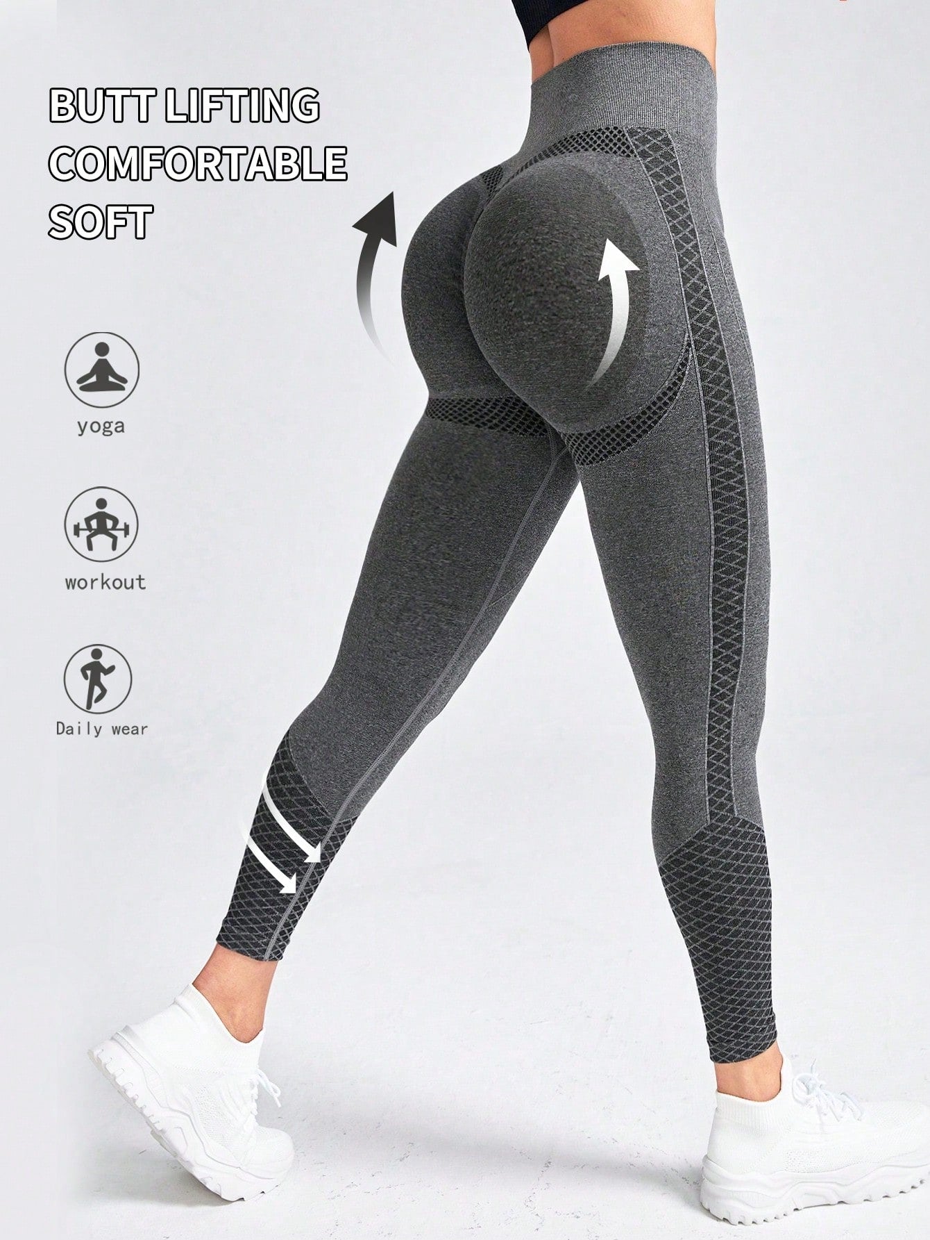 SHEIN High-Waist Sports Leggings Suitable For Yoga Exercise, Women Gym Clothes