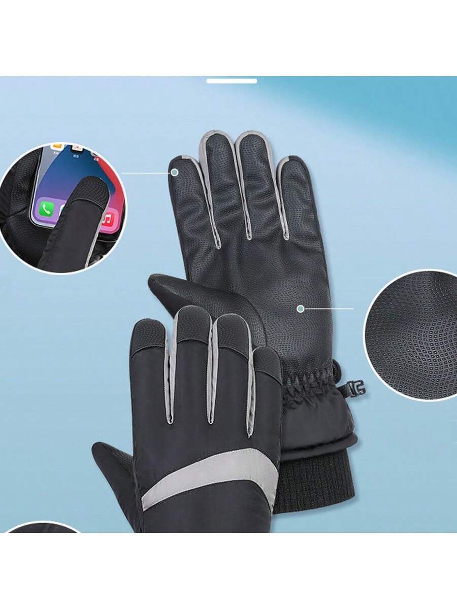 Winter Women's Ski Gloves, Windproof, Waterproof, Thickened, Warm, Touchscreen, Suitable For Skiing, Motorcycling, Snowboarding, Outdoor Sports, Riding Equipment,Black Gloves Thermal, Winter Gloves, Hand Warmer, Snow Gloves