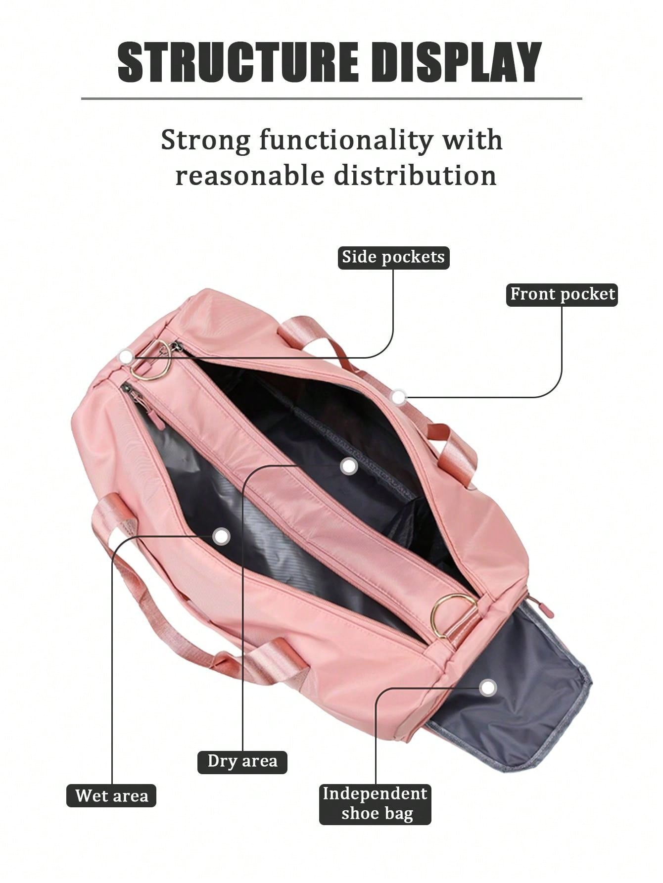 Large Capacity Yoga Training Gym Bag With Shoe Compartment, Dry And Wet Separation, Single Shoulder And Handheld Travel Bag