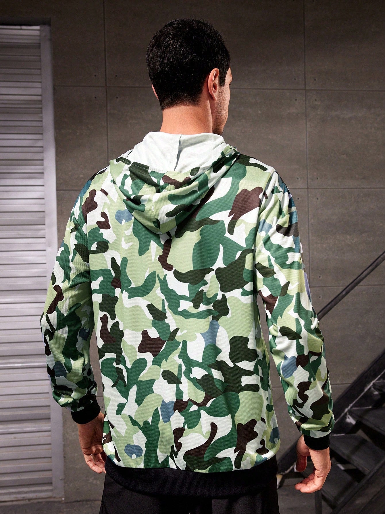 Manfinity Sport Corelite Men's Camouflage Zipper Closure Sports Hoodie Workout Tops