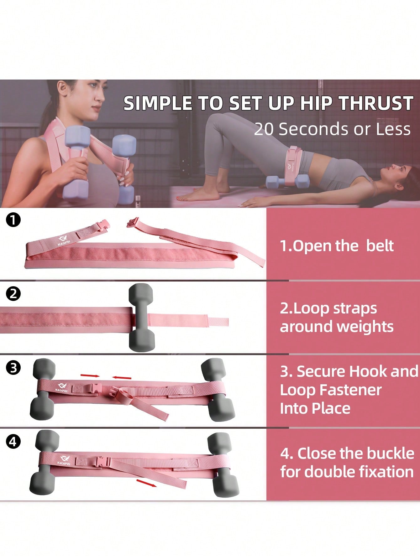 kasifei 1pc Pink Hip Resistance Band With 10cm Width, Hip Pad For Glute Bridge