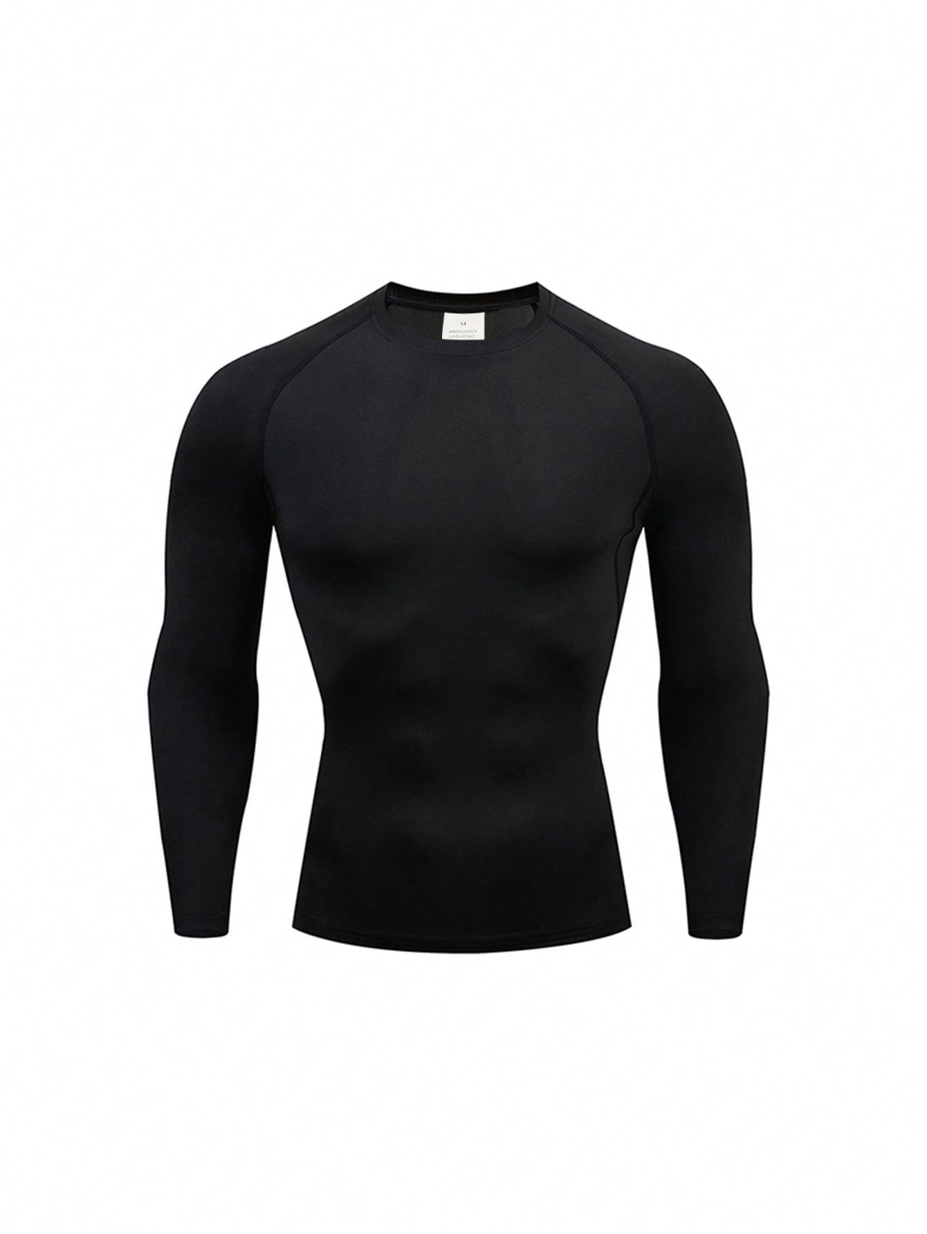 Boyfriend Style Men's Outdoor Fitness Tight-Fitting Quick-Drying Long-Sleeved Sports T-Shirt With Sweat-Wicking Function Gym Clothes Boyfriend Style Men Basic T-Shirt