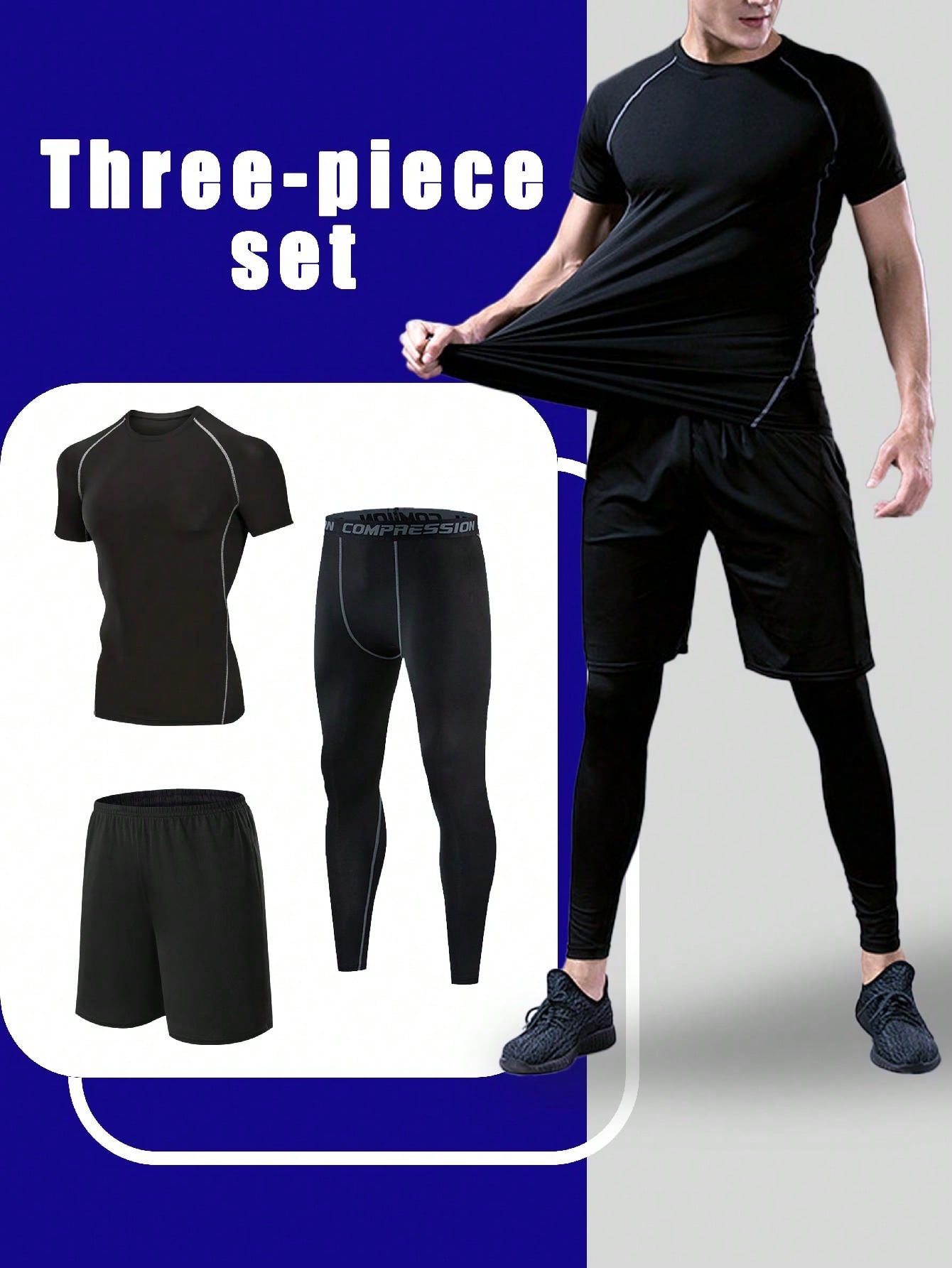 3pcs/Set Boyfriend Style Men's Quick-Drying Athletic Suit For Autumn