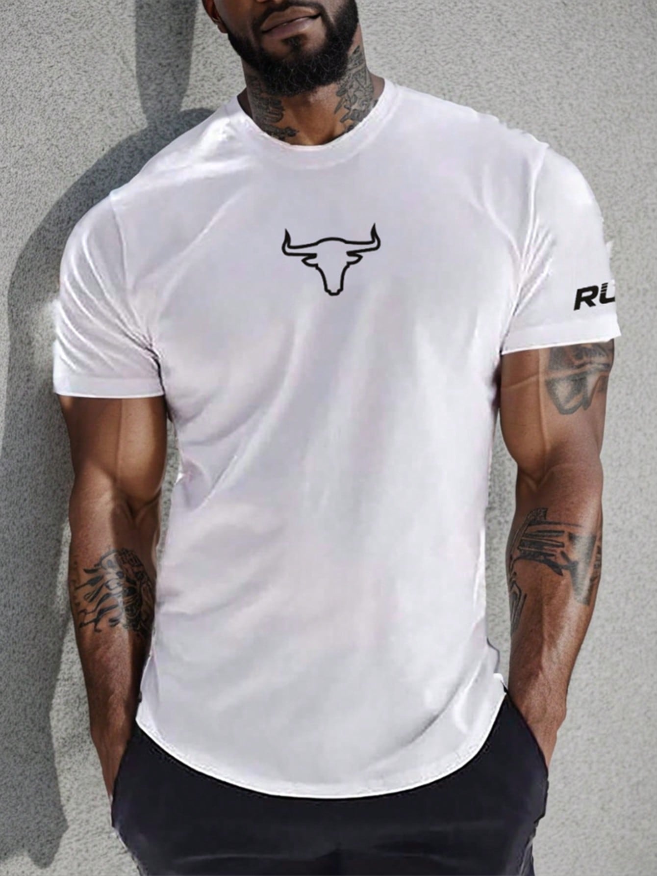 Manfinity Sport Corelite Boyfriend Style Men's Round Neck Short Sleeve Sports T-Shirt Workout Tops Basic T Shirt , Muscle , Gym , Active Wear , Holographic , All White