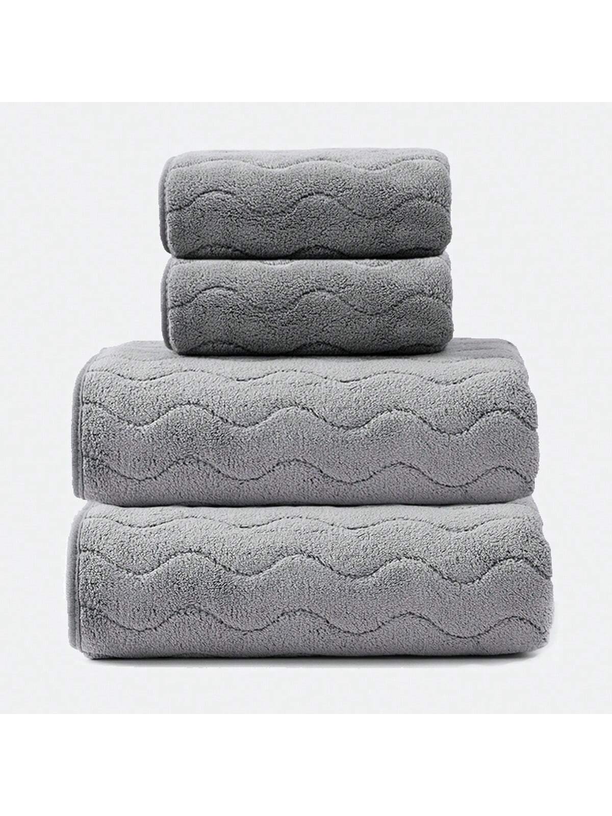 1pc Soft Striped Coral Fleece Towel For Adults, Hotel, Spa, Home Bathroom, Face