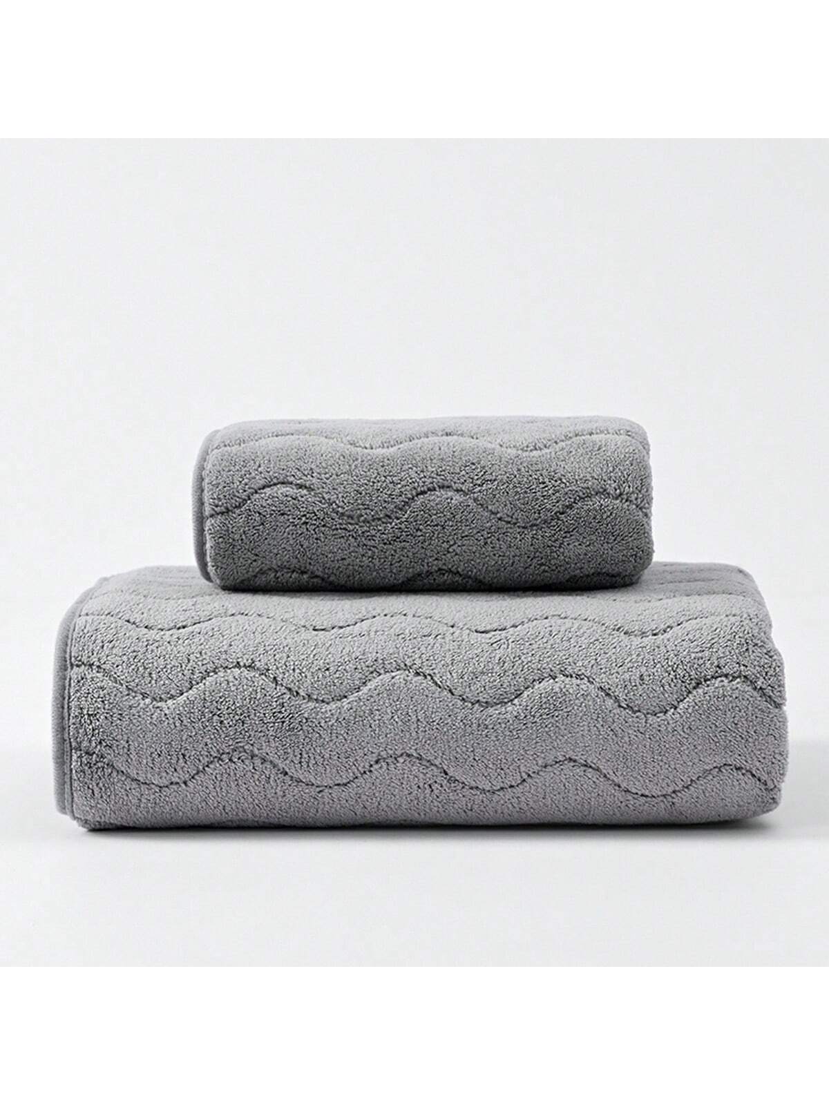 1pc Soft Striped Coral Fleece Towel For Adults, Hotel, Spa, Home Bathroom, Face