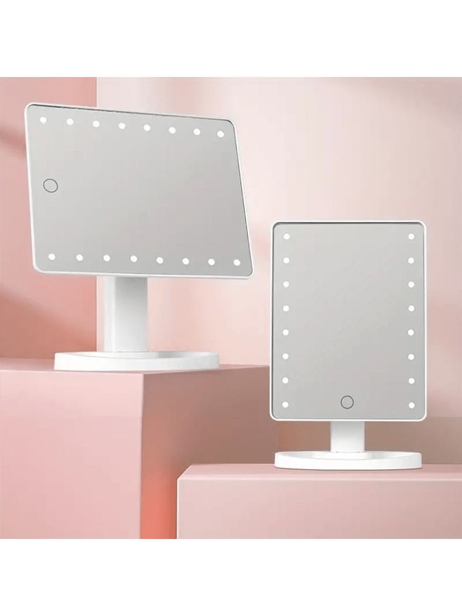 1pc 16led Makeup Mirror Light With Usb/Battery Dual Power Supply, Rotatable Tabletop Mirror With 3 Touch Screen Light Modes