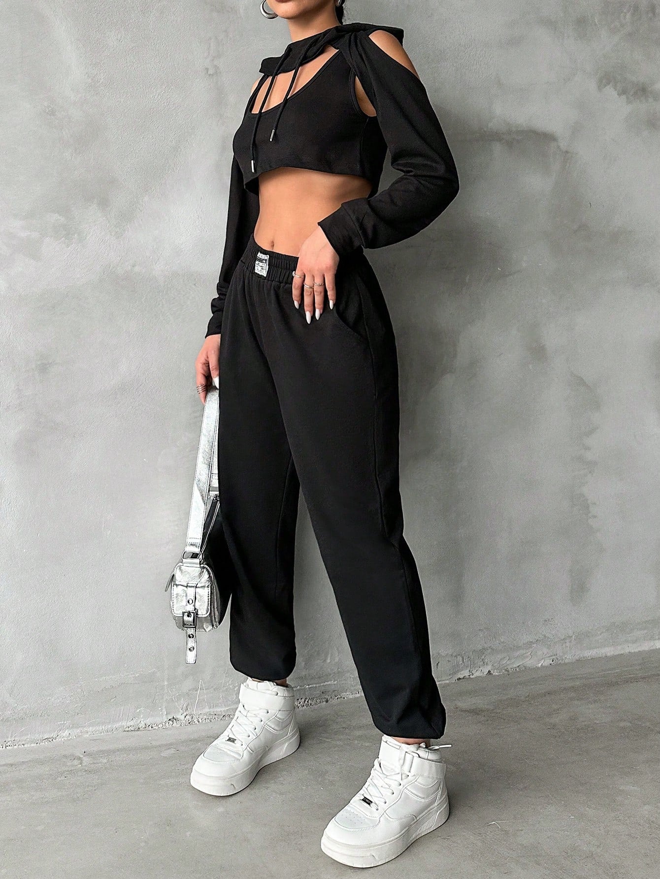 Letter Patchwork Daily Casual Sports Style Tracksuit