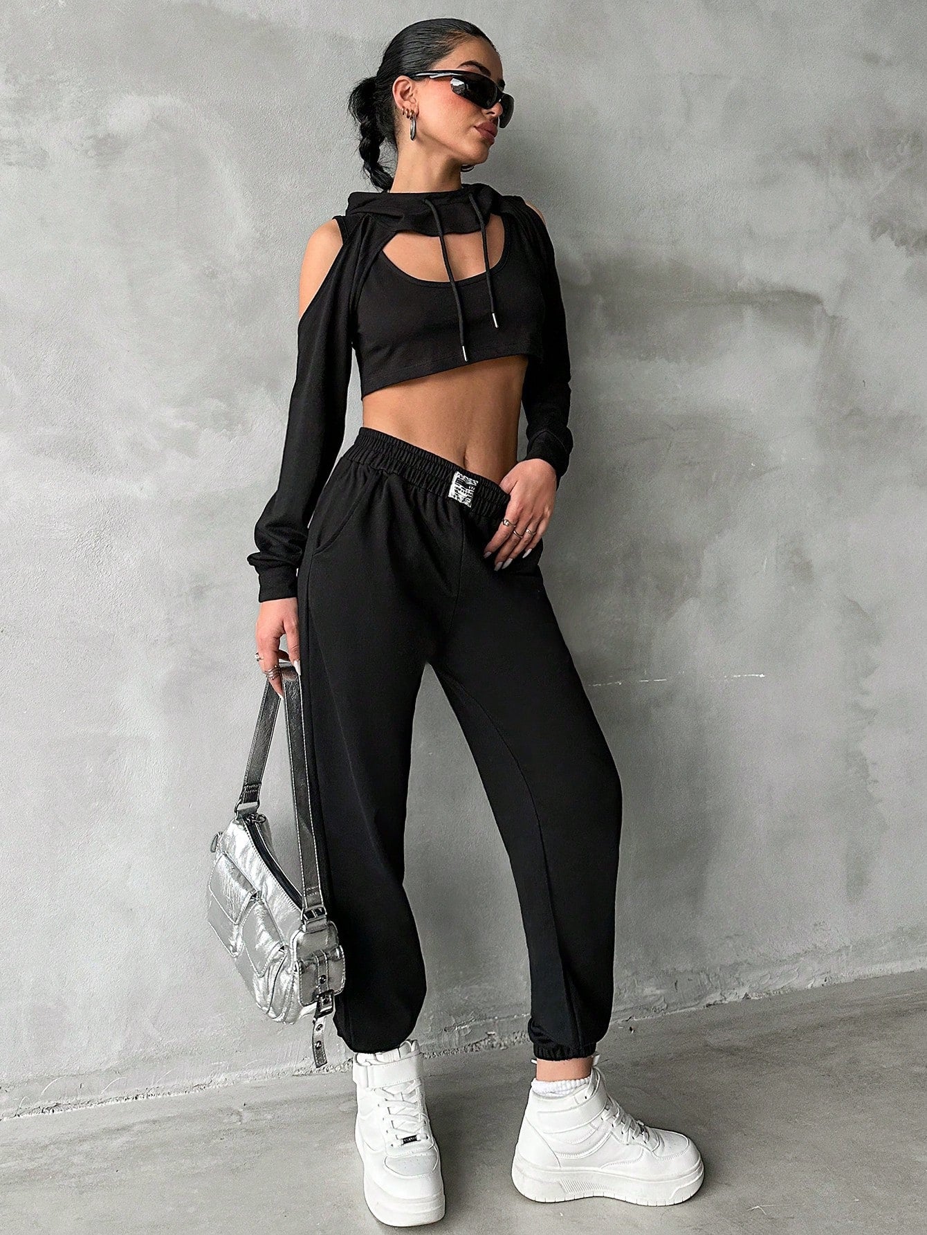 Letter Patchwork Daily Casual Sports Style Tracksuit