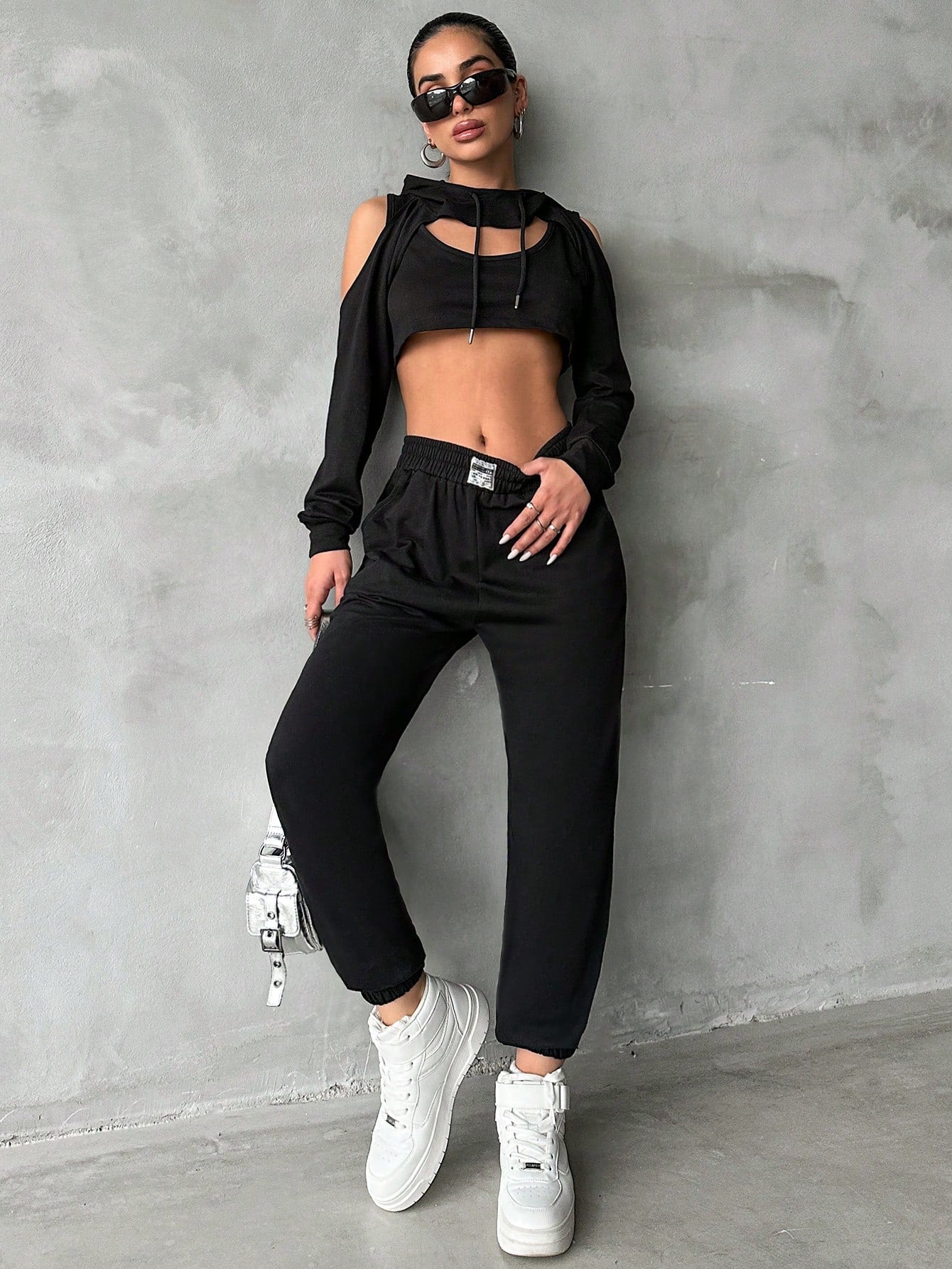 Letter Patchwork Daily Casual Sports Style Tracksuit