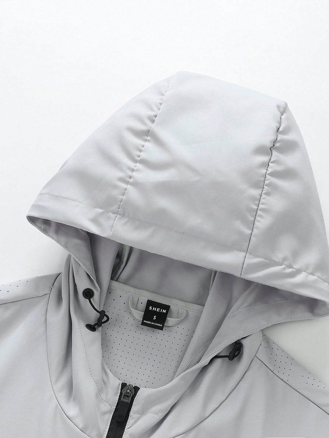 Men'S Contrast Drawstring Hooded Track Jacket Grey Jacket