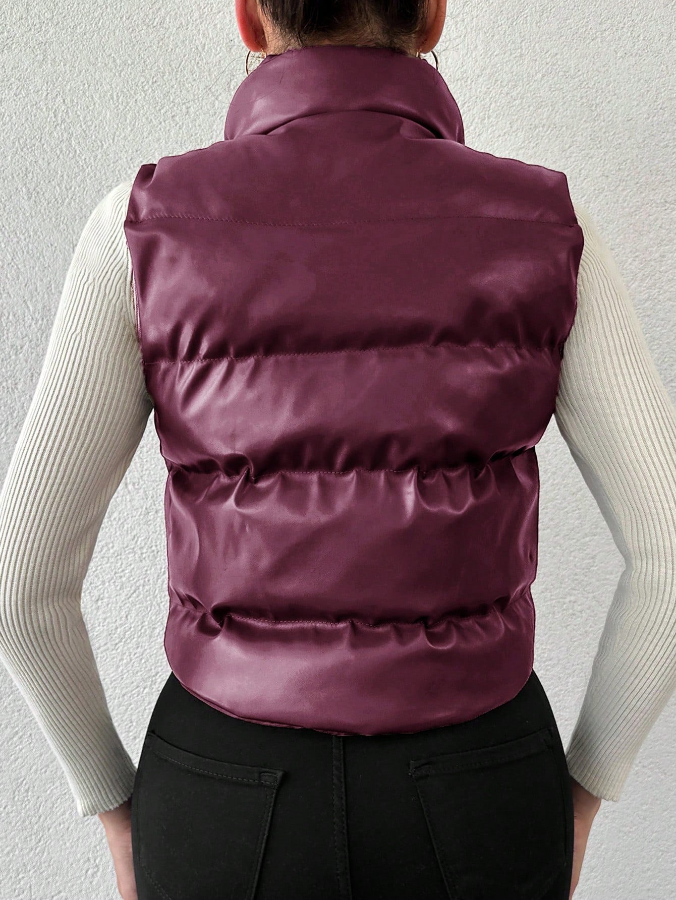 Women's Solid Color Sleeveless -padded Jacket