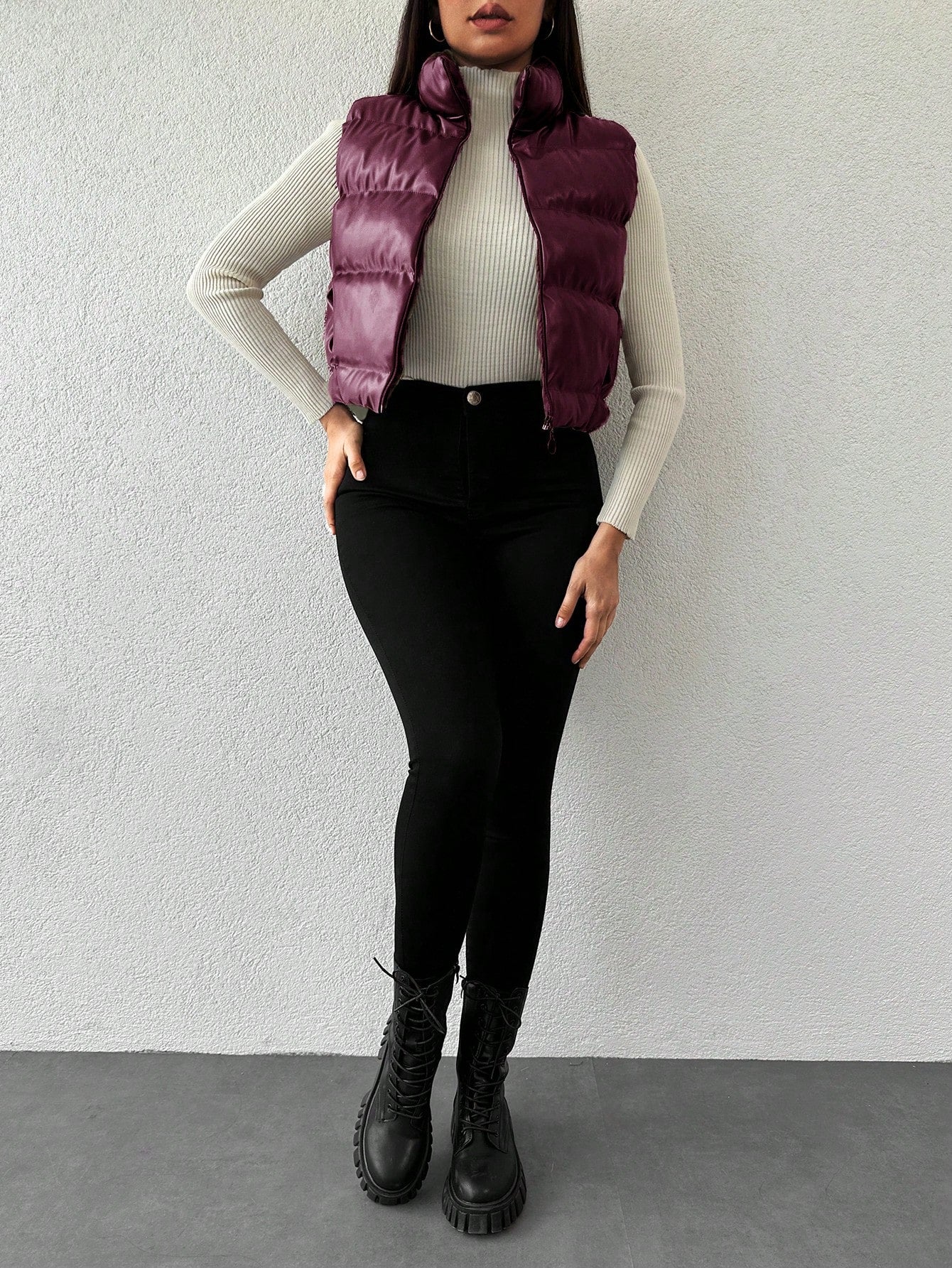 Women's Solid Color Sleeveless -padded Jacket