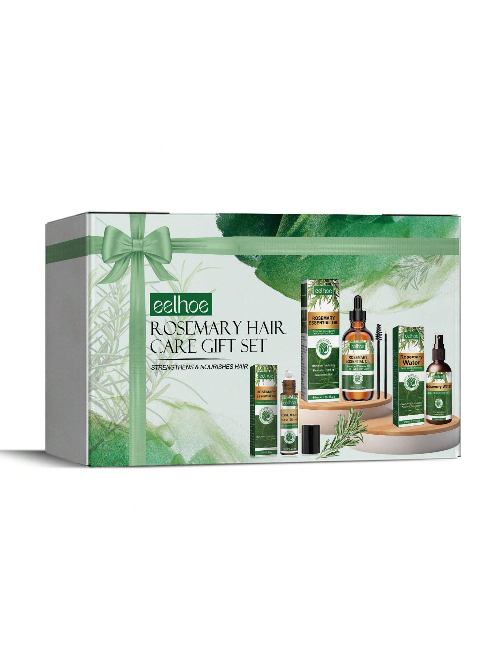 EELHOE 1box Set Eelhoe Rosemary Hair Care Gift Box Nourishes Hair Repair Damaged Smooth Eyelashes Hair Multi-Purpose Essential Oil Gift Set