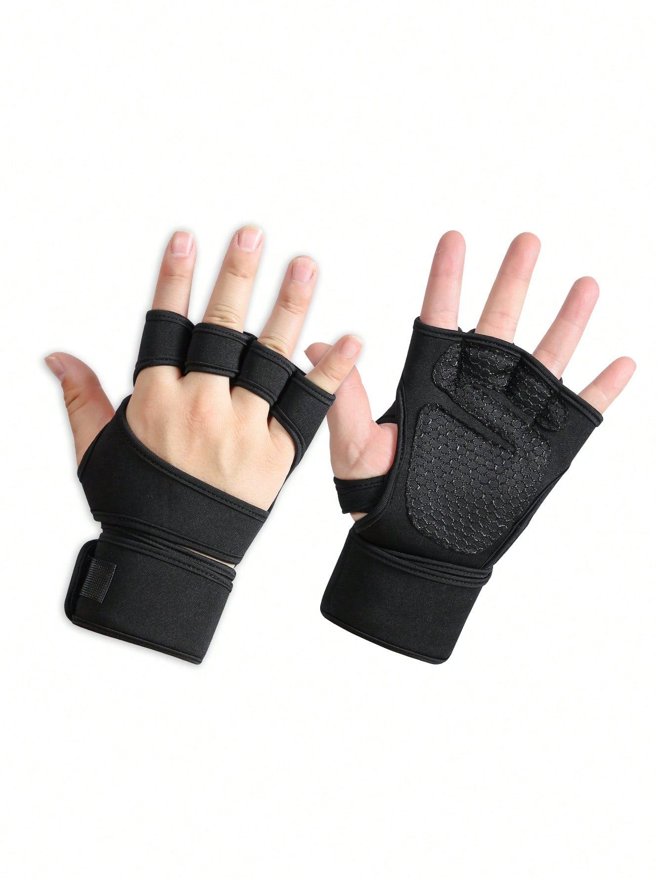 1pair Gym Training Gloves With Pull-Up Assist Bands For Men And Women, Grip