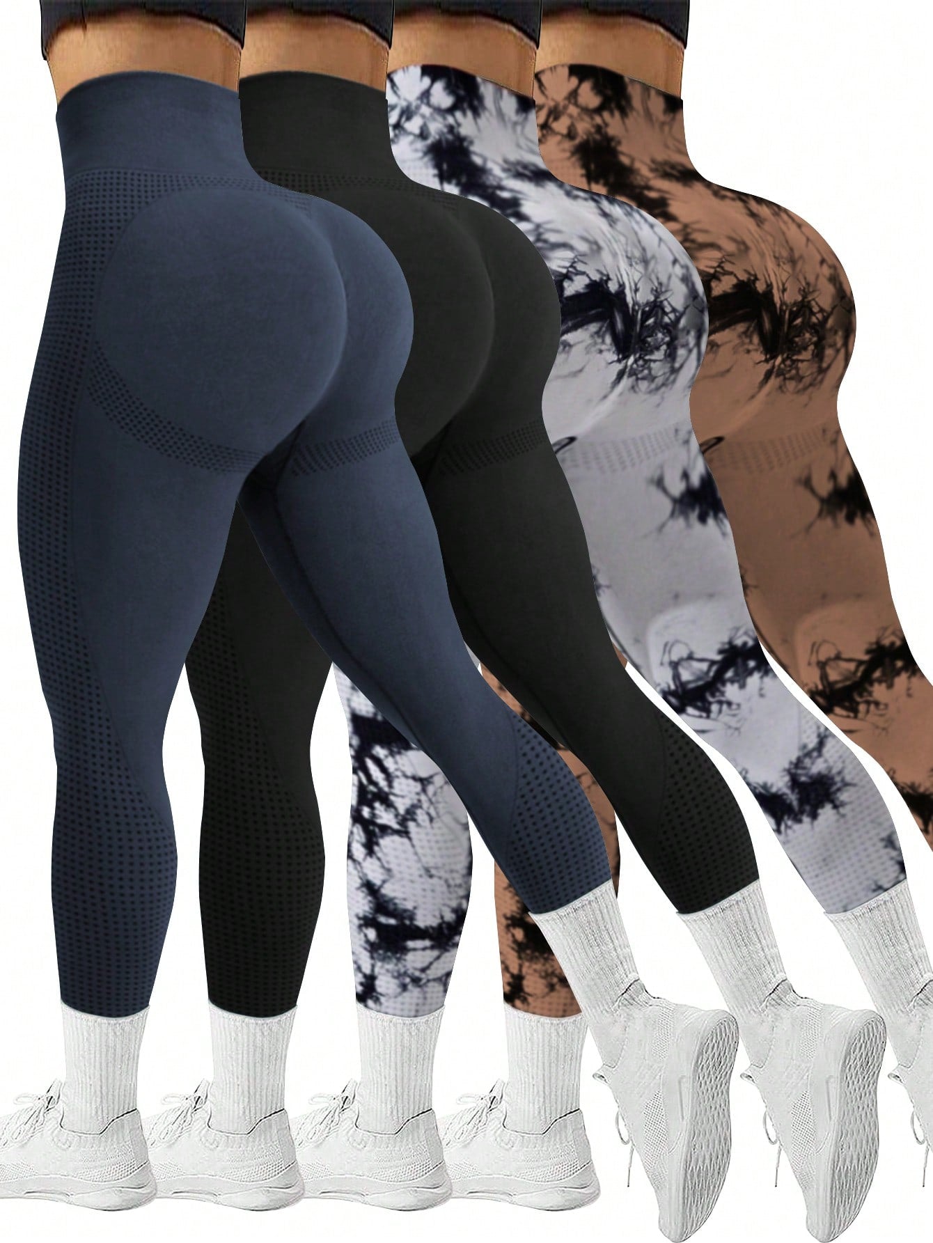 SHEIN Sport Studio 4pcs Seamless High Stretch Sports Leggings