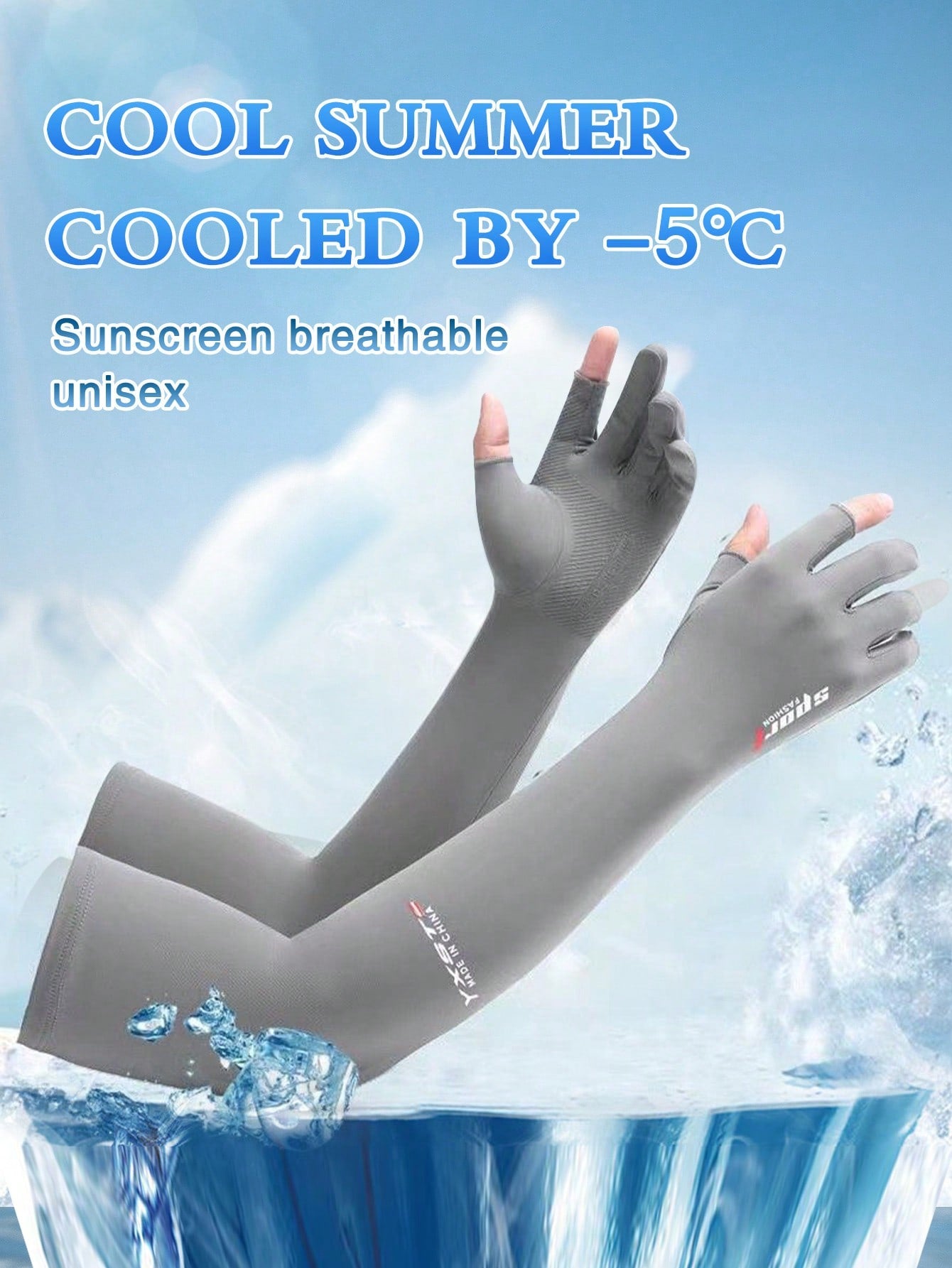 1pc Summer Cooling Arm Sleeves Uv Protection Ice Silk Driving Gloves Long Sports Sleeve For Men