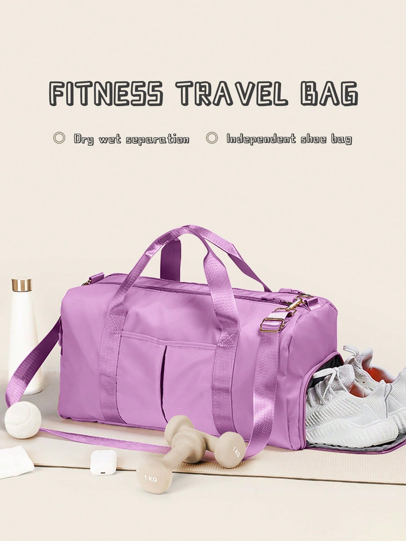 Large Capacity Waterproof Gym Bag With Shoe Compartment, Dry And Wet Separation, Suitable For Yoga, Fitness, Travel, Leisure, Vacation, Single Shoulder, Cross-Body And Hand-Held Bag Travel Bag