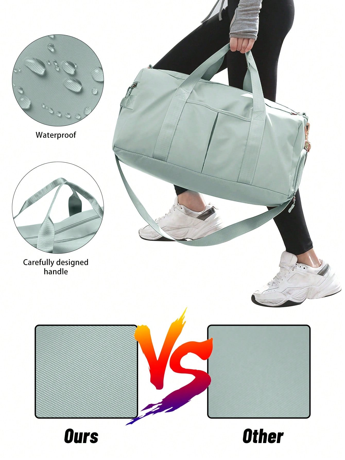 Large Capacity Fitness Bag With Shoe Compartment, Dry