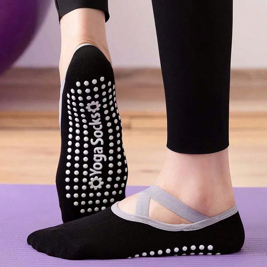 1Pair Professional Women Yoga Socks Silicone Anti-Slip Ballet Pilates Socks Women Backless Breathable Bandage Dance Sports Socks