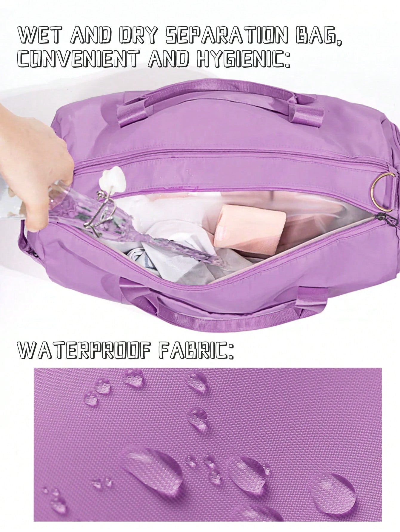 Large Capacity Waterproof Gym Bag With Shoe Compartment, Dry And Wet Separation, Suitable For Yoga, Fitness, Travel, Leisure, Vacation, Single Shoulder, Cross-Body And Hand-Held Bag Travel Bag