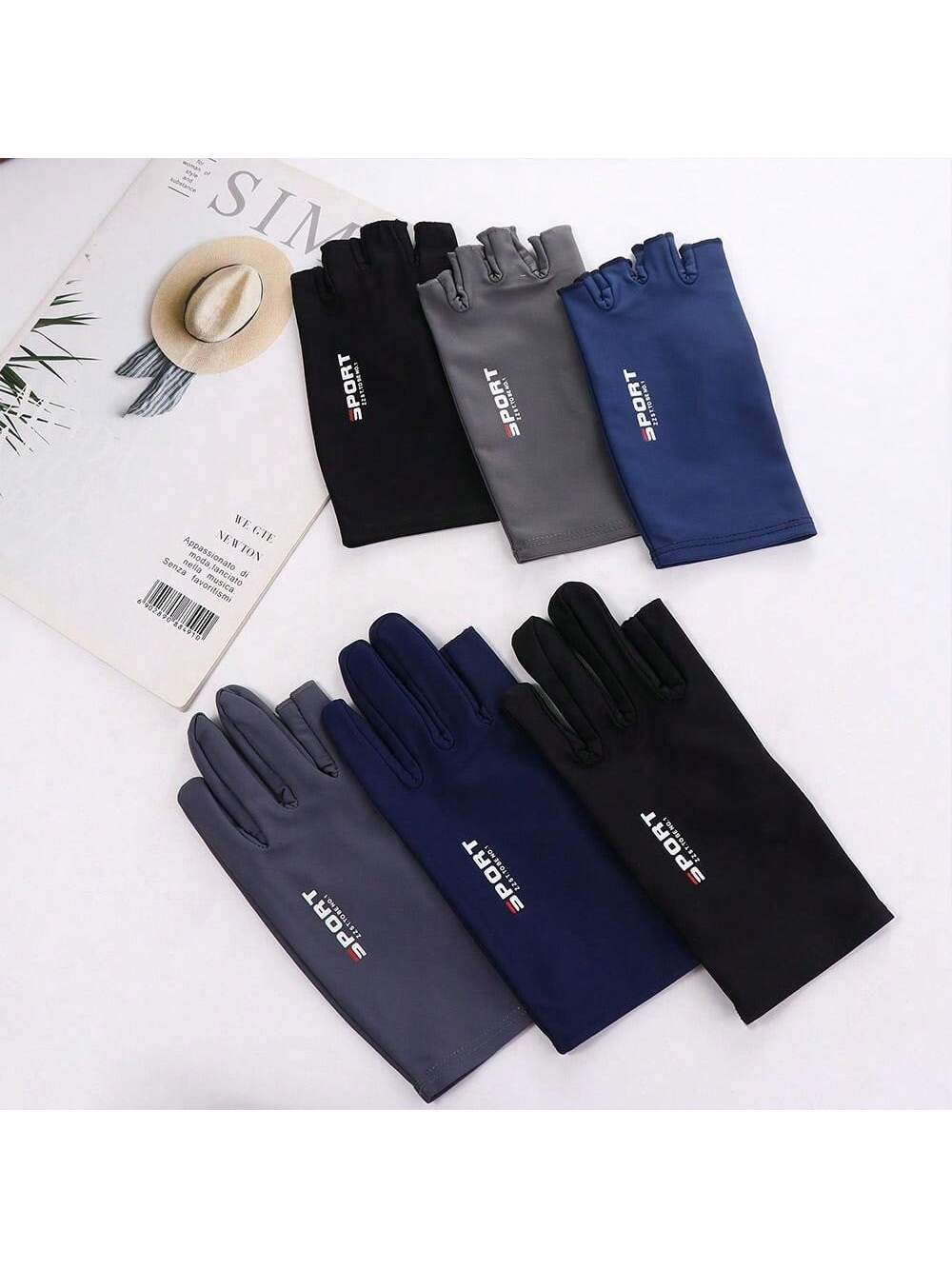 Summer Thin Breathable Ice Silk Silicone Non-Slip Half-Finger Gloves Men's Fitness Driving Cycling Bicycle Reduce Shock Elastic Sunscreen Gloves