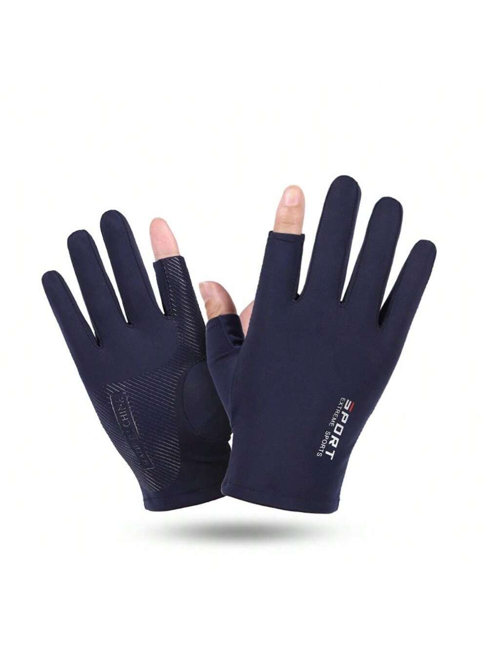 Summer Thin Breathable Ice Silk Silicone Non-Slip Half-Finger Gloves Men's Fitness Driving Cycling Bicycle Reduce Shock Elastic Sunscreen Gloves