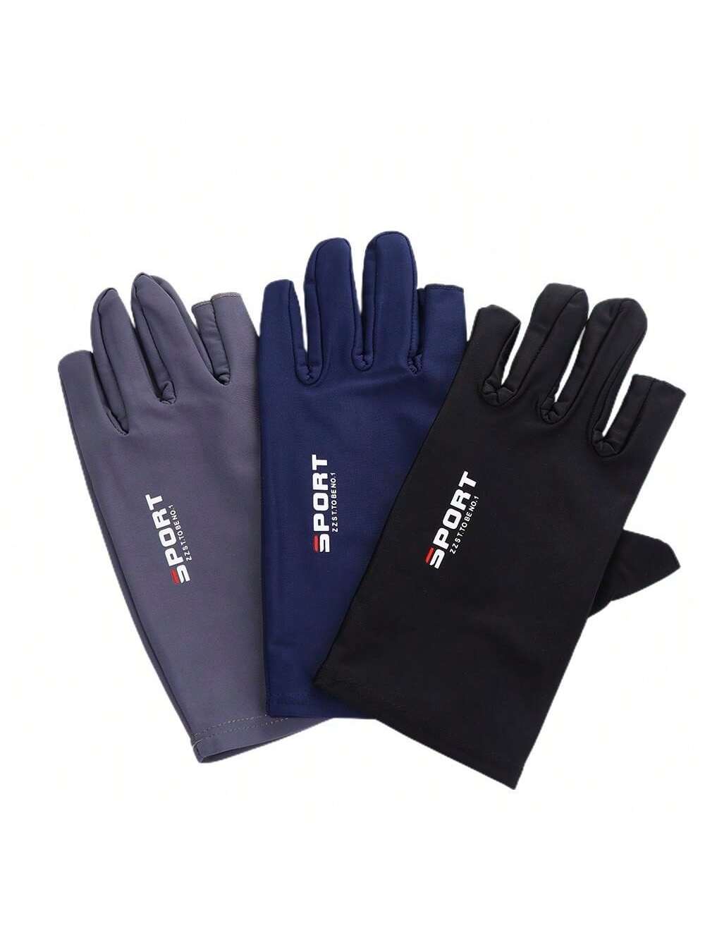 Summer Thin Breathable Ice Silk Silicone Non-Slip Half-Finger Gloves Men's Fitness Driving Cycling Bicycle Reduce Shock Elastic Sunscreen Gloves