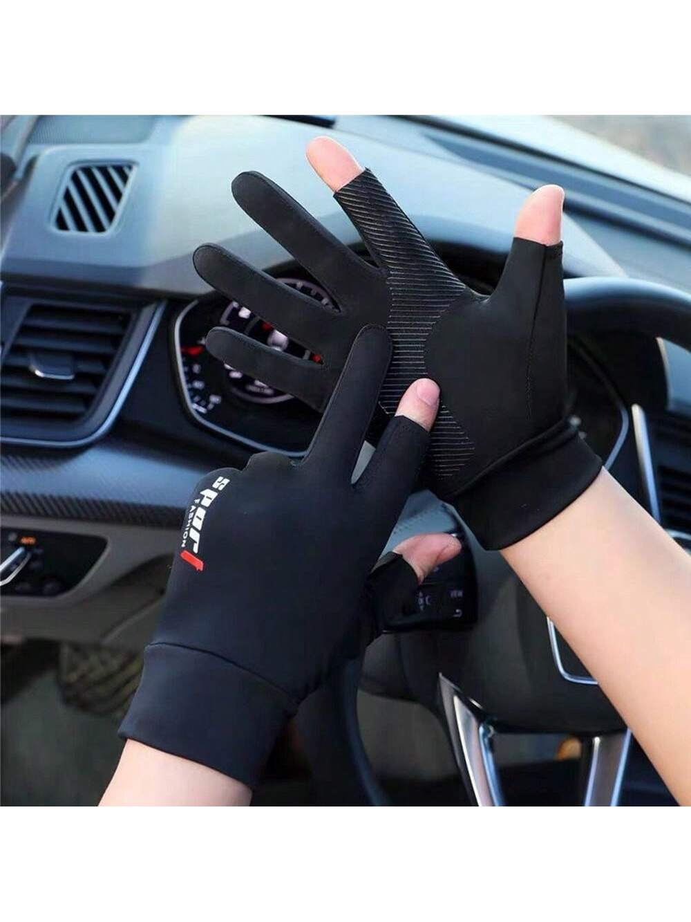 Summer Thin Breathable Ice Silk Silicone Non-Slip Half-Finger Gloves Men's Fitness Driving Cycling Bicycle Reduce Shock Elastic Sunscreen Gloves