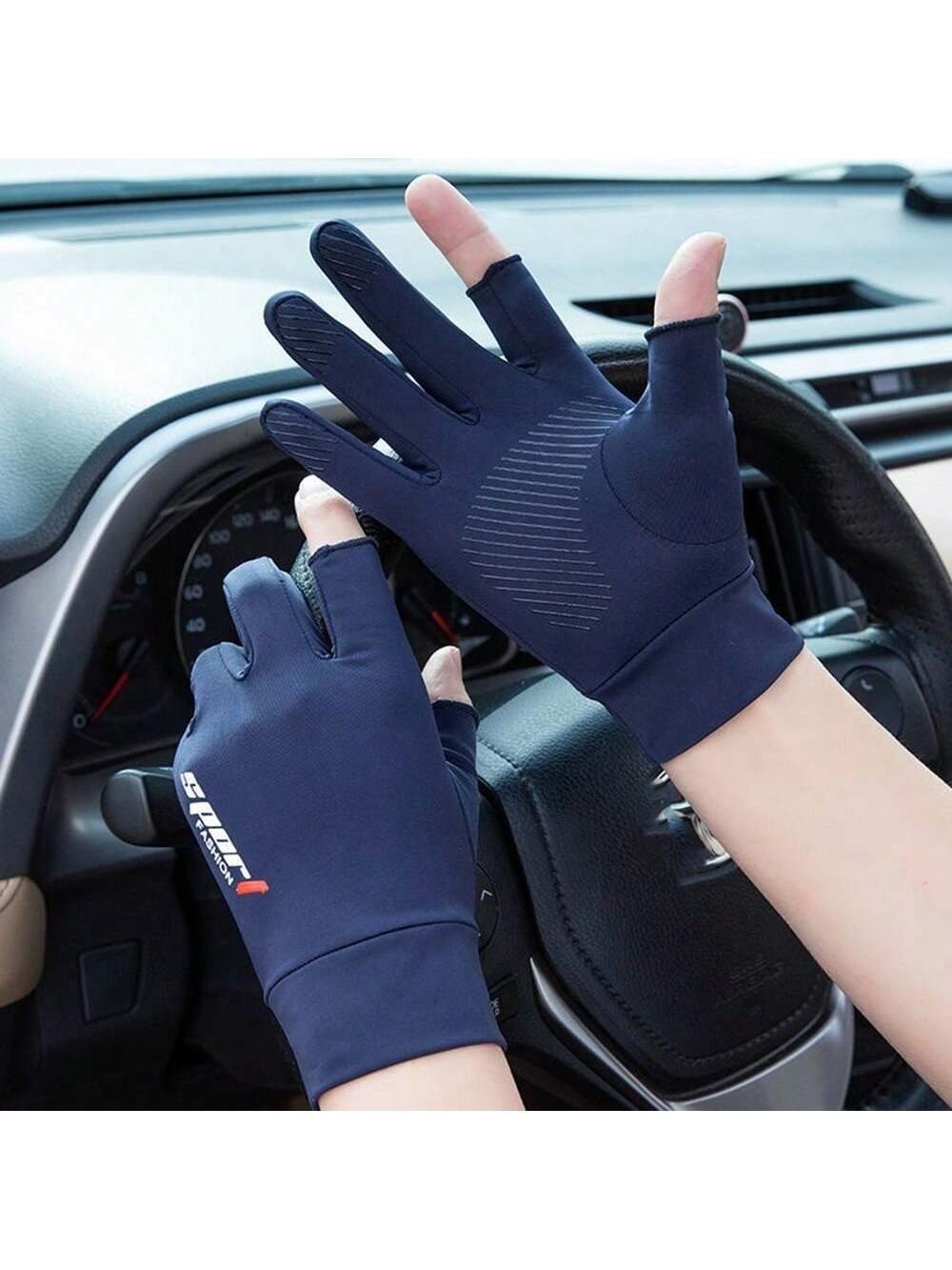 Summer Thin Breathable Ice Silk Silicone Non-Slip Half-Finger Gloves Men's Fitness Driving Cycling Bicycle Reduce Shock Elastic Sunscreen Gloves