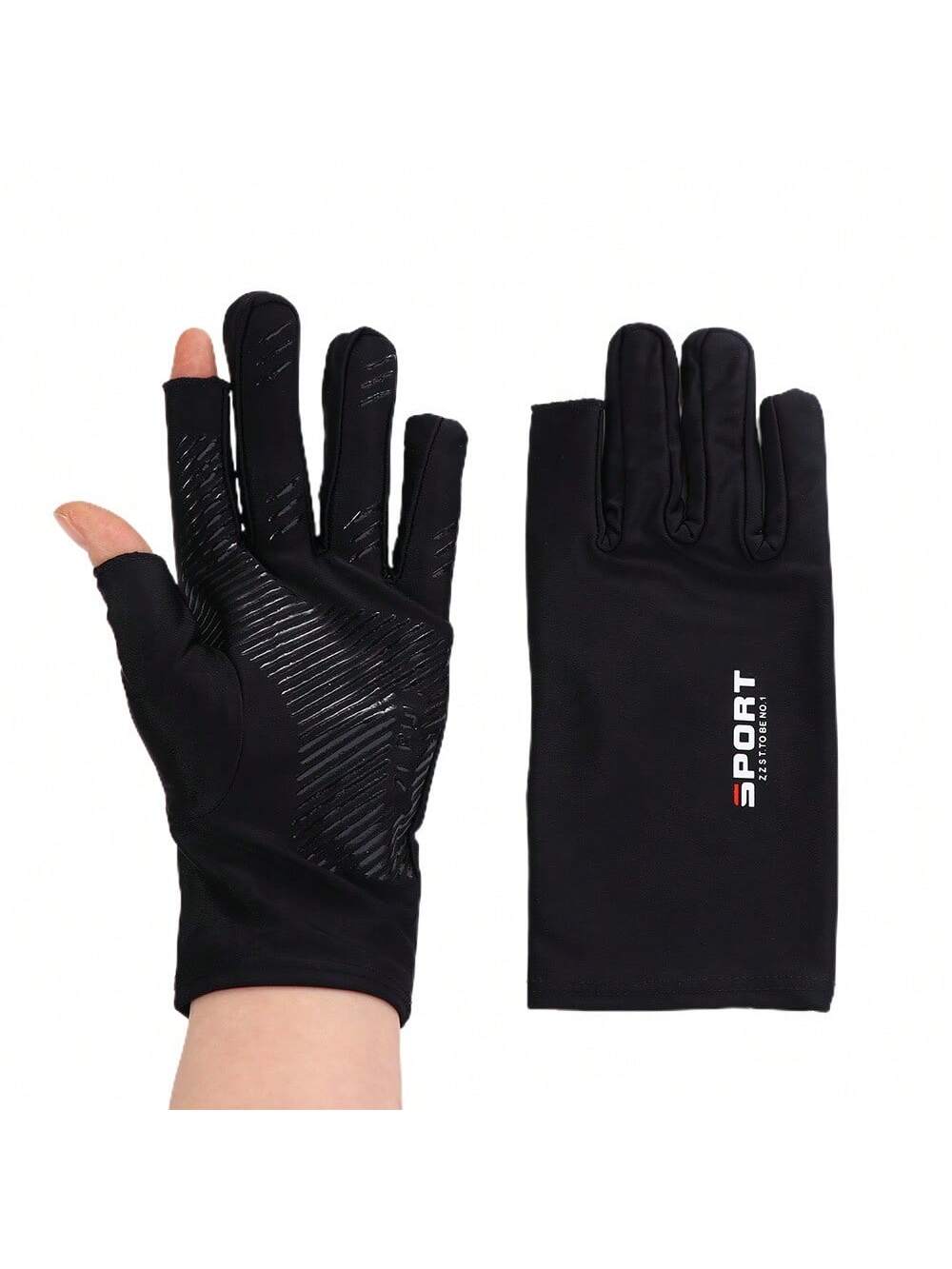 Summer Thin Breathable Ice Silk Silicone Non-Slip Half-Finger Gloves Men's Fitness Driving Cycling Bicycle Reduce Shock Elastic Sunscreen Gloves