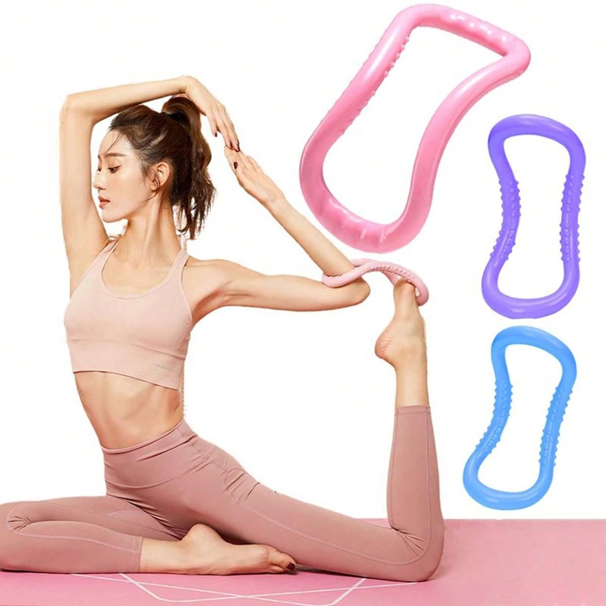 1pc Pink Yoga Ring Pilates Stretching Ring Fitness Equipment Fascia Massage Body Exercise Resistance Support Tool Suitable For Home Ladies