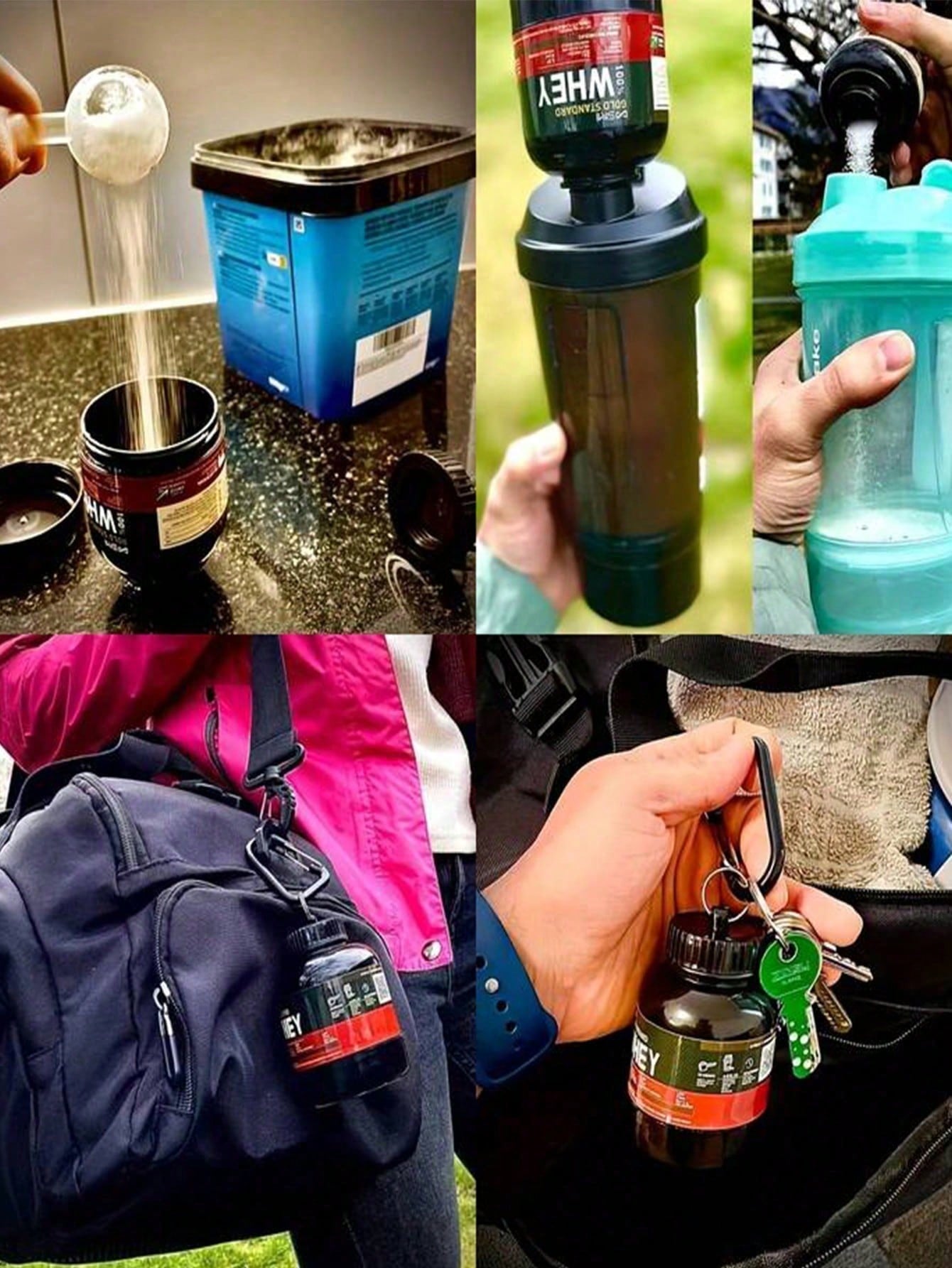 1pc 100ml/3.38oz Protein Powder Pill Bottle, Portable Water Bottle For Fitness Outdoor Climbing,Mini Portable Powder Drinkware With Keychain Buckle,Portable Keychain