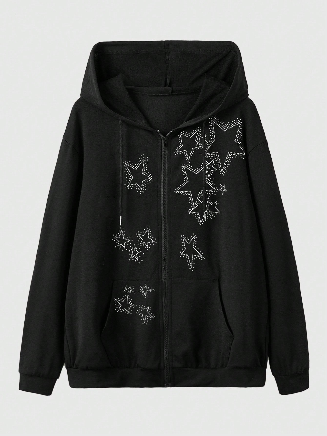 ROMWE Fairycore Star Print Drawstring Hooded Sweatshirt For Casual, Autumn