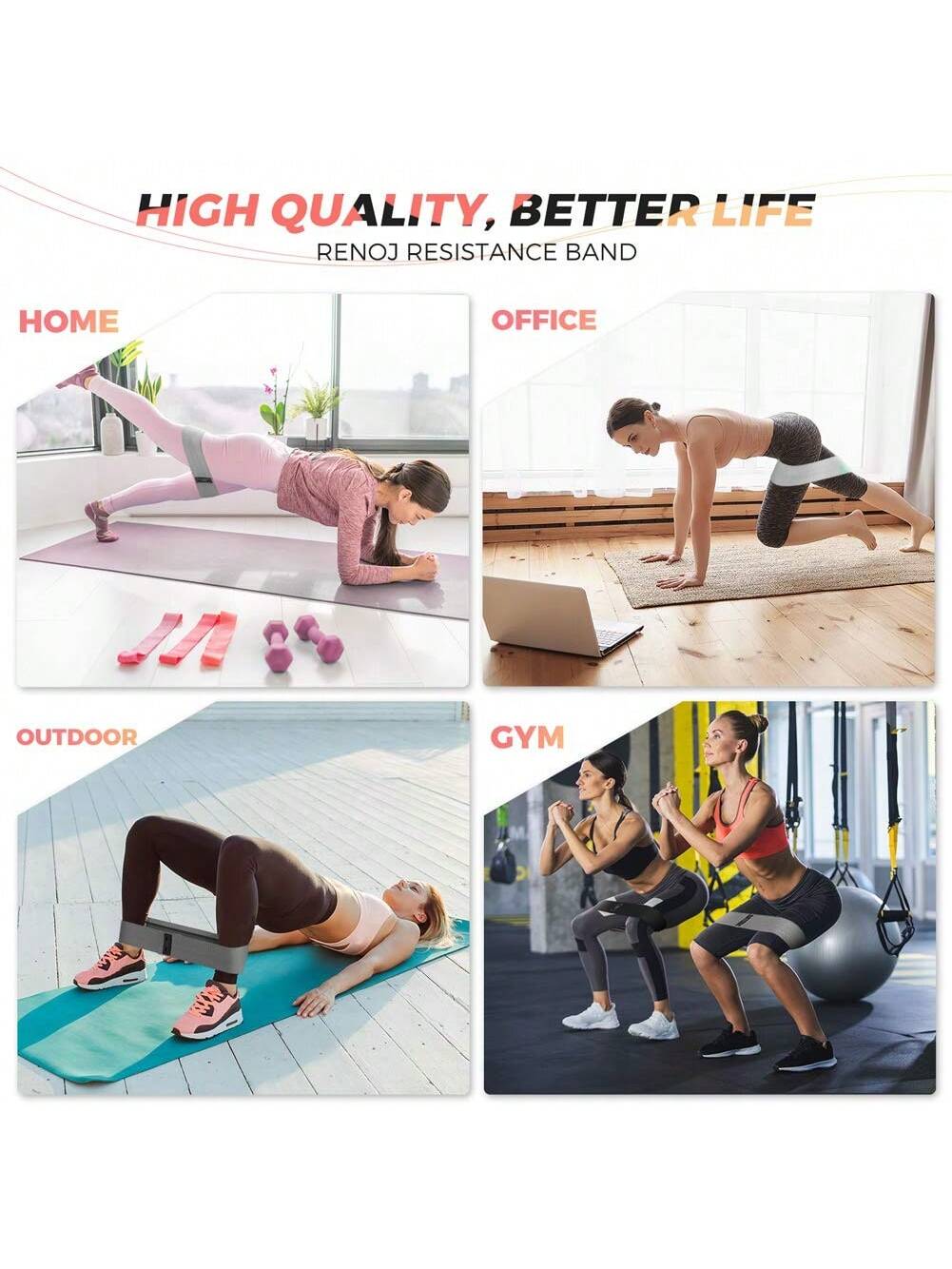 Resistance Bands, Exercise Workout Bands For Women And Men, Stretch Bands For Booty Legs, Pilates Flexbands