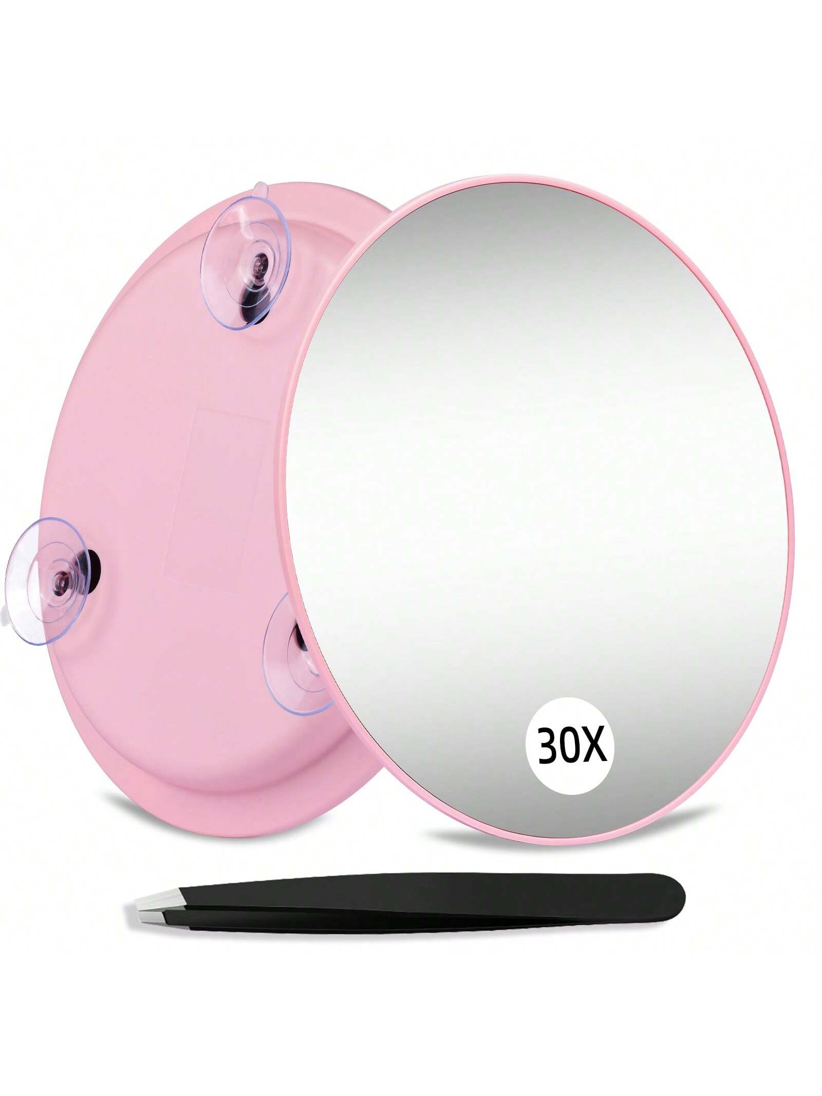 5x 10x 20x 30x Magnifying Mirror With 3 Suction Cups, Large 6inch Magnified Mirror Travel Round Makeup Mirror With High Magnification, Make Up Mirror With Tweezers Sets