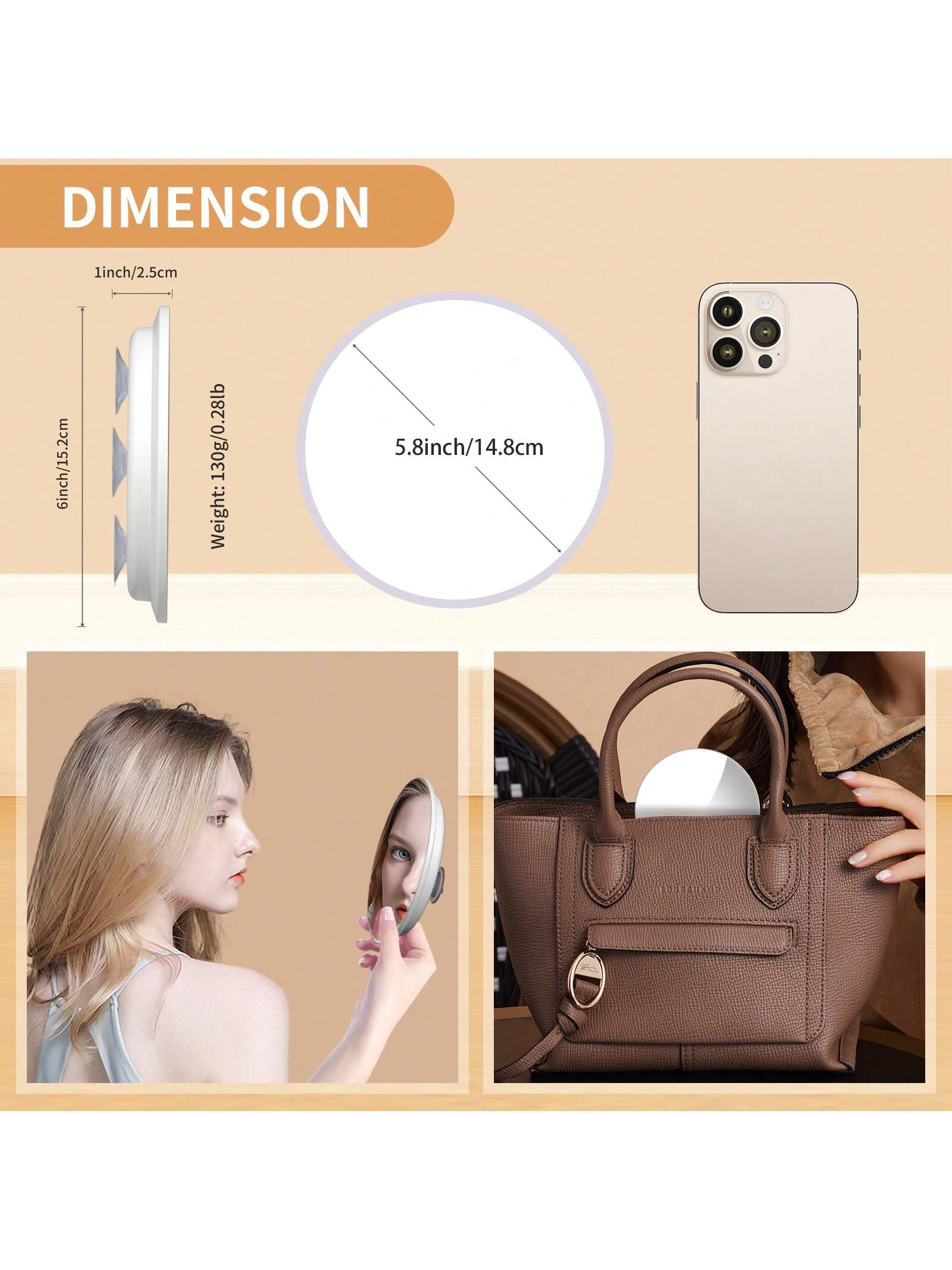 5x 10x 20x 30x Magnifying Mirror With 3 Suction Cups, Large 6inch Magnified Mirror Travel Round Makeup Mirror With High Magnification, Make Up Mirror With Tweezers Sets