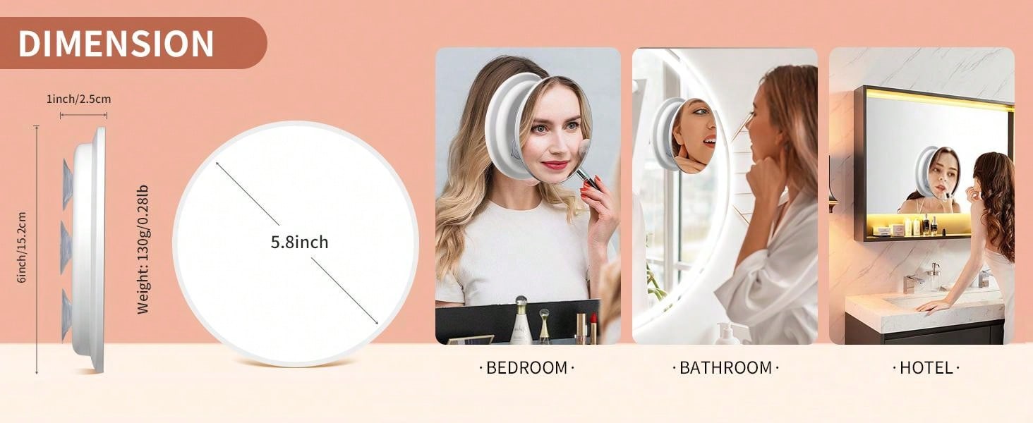5x 10x 20x 30x Magnifying Mirror With 3 Suction Cups, Large 6inch Magnified Mirror Travel Round Makeup Mirror With High Magnification, Make Up Mirror With Tweezers Sets