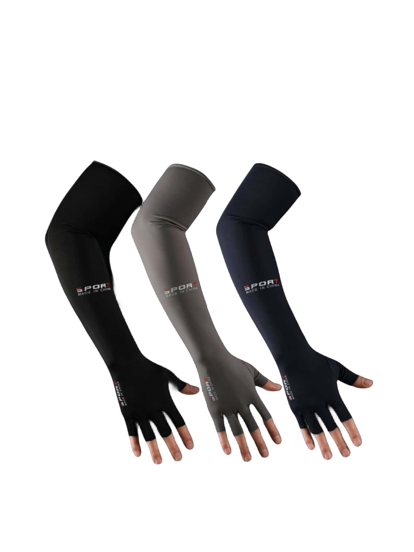 Men's Uv Protection Gloves Summer Long Arm Cooling Sleeves, Anti-Slip, Quick-Drying, Half-Finger Design For Cycling And Outdoor Sports