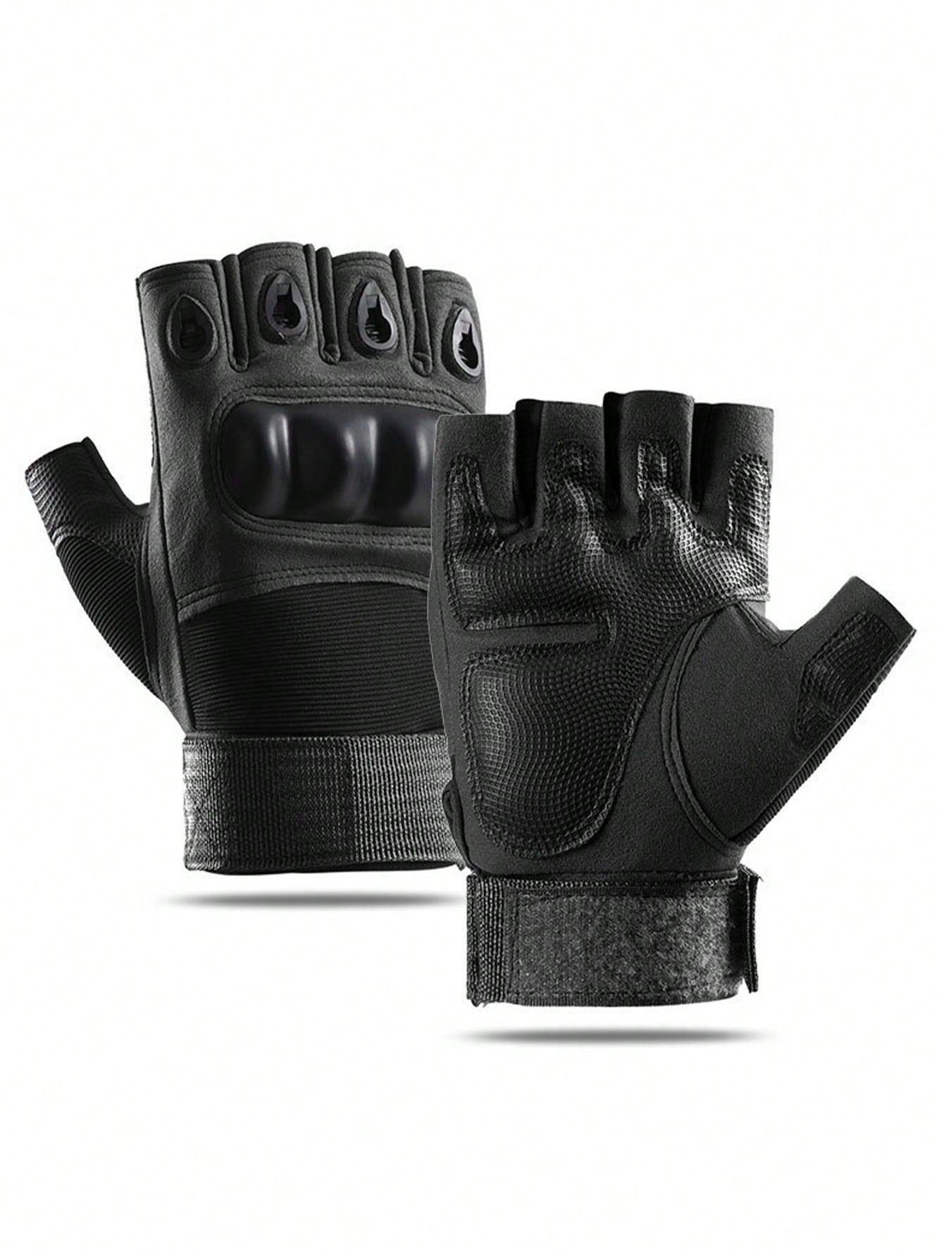 1pair Black Half Finger Gloves For Cycling And Riding,Black Gloves