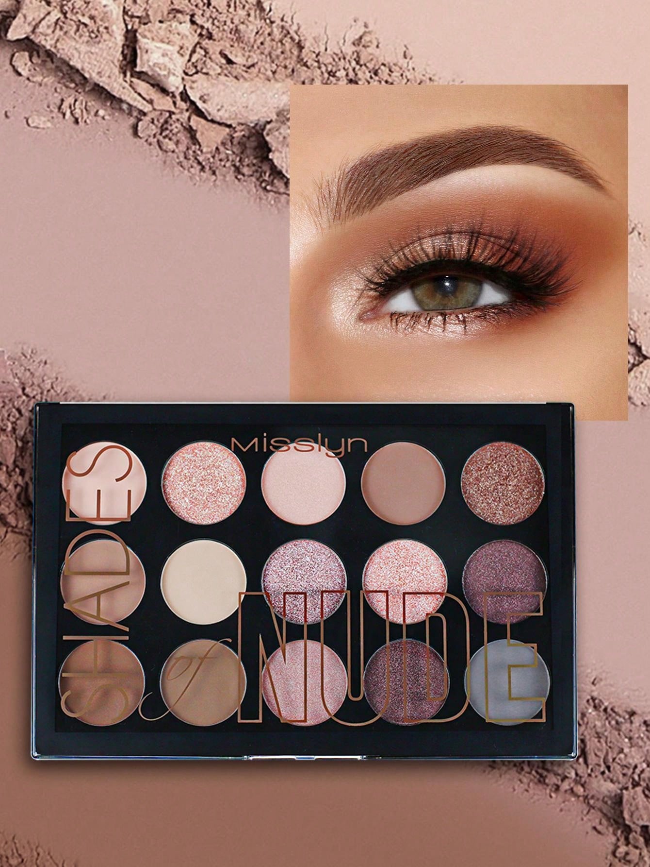 Misslyn Shades Of Nude Eyeshadow Palette, 15 Eyeshadow Palette, Ten Ultra-Pigmented ShiMatte