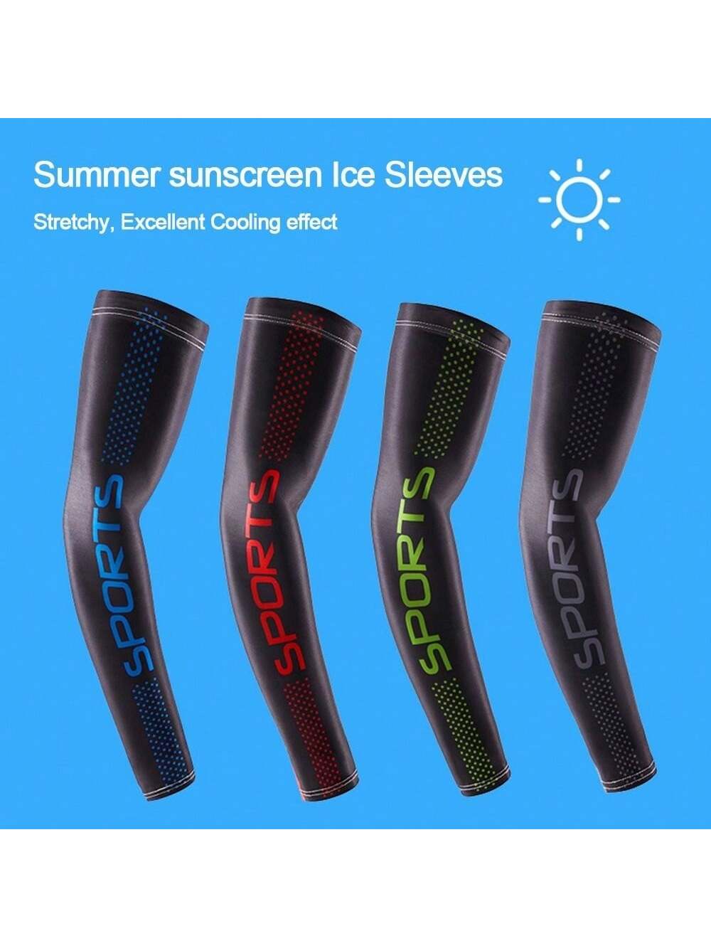 1Pair Cooling Arm Sleeves Cover Men Sports Running UV Sun Protection Outdoor Fishing Cycling Sleeves