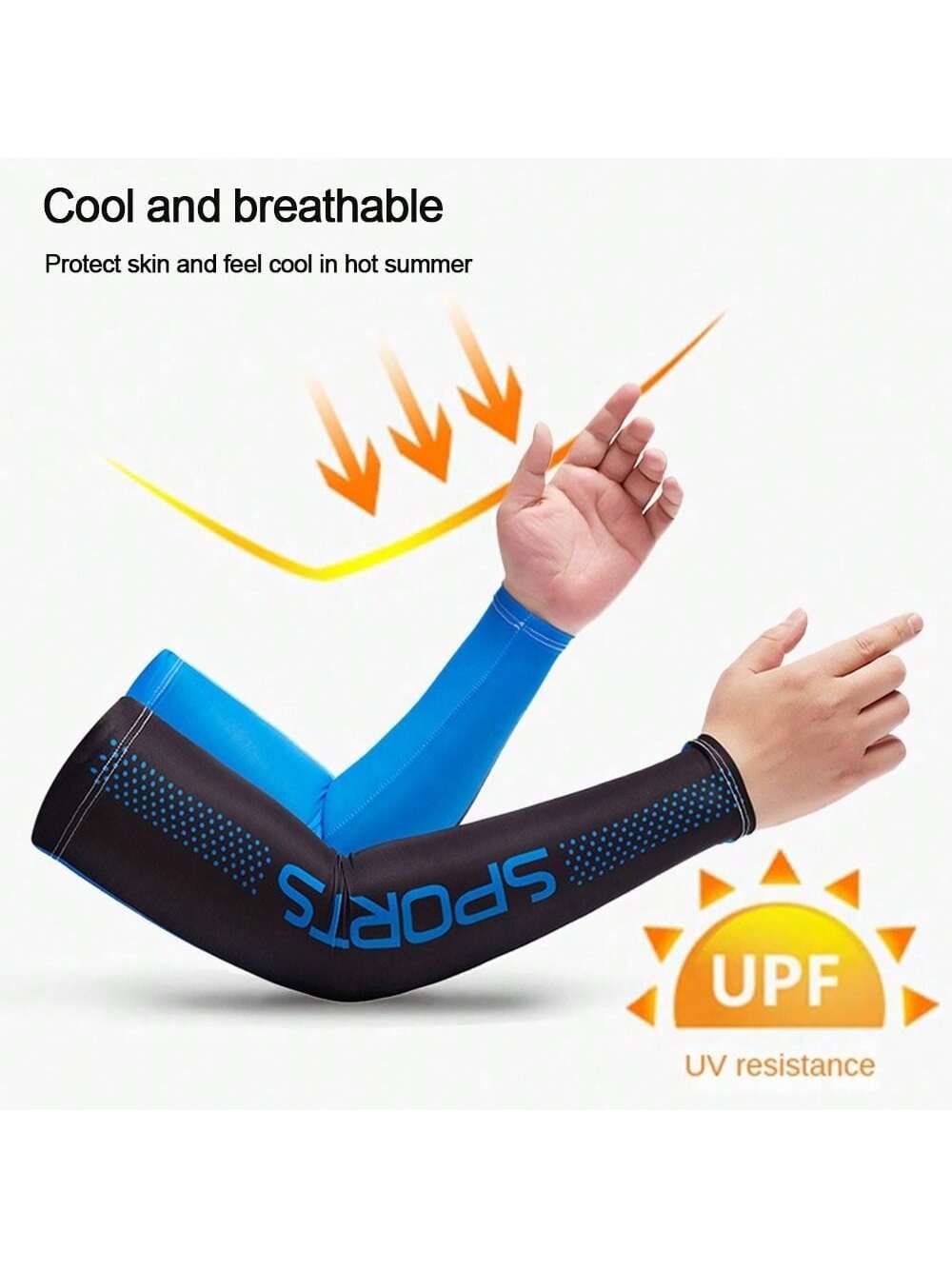 1Pair Cooling Arm Sleeves Cover Men Sports Running UV Sun Protection Outdoor Fishing Cycling Sleeves