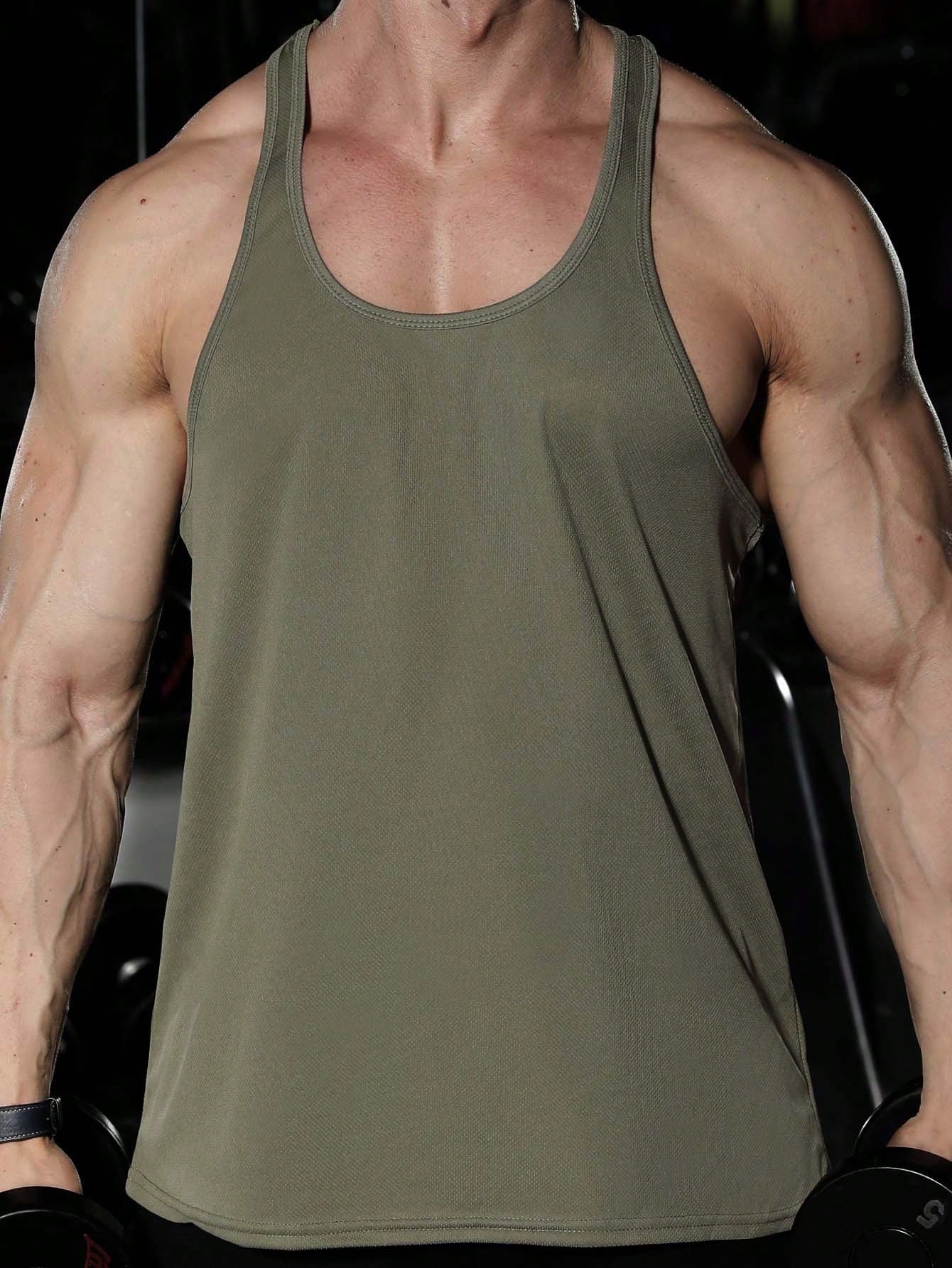 Boyfriend Style Men's Quick-Drying Mesh Exercise Gym Bodybuilding Fitness Tank Top Spring Tops Basic T Shirt