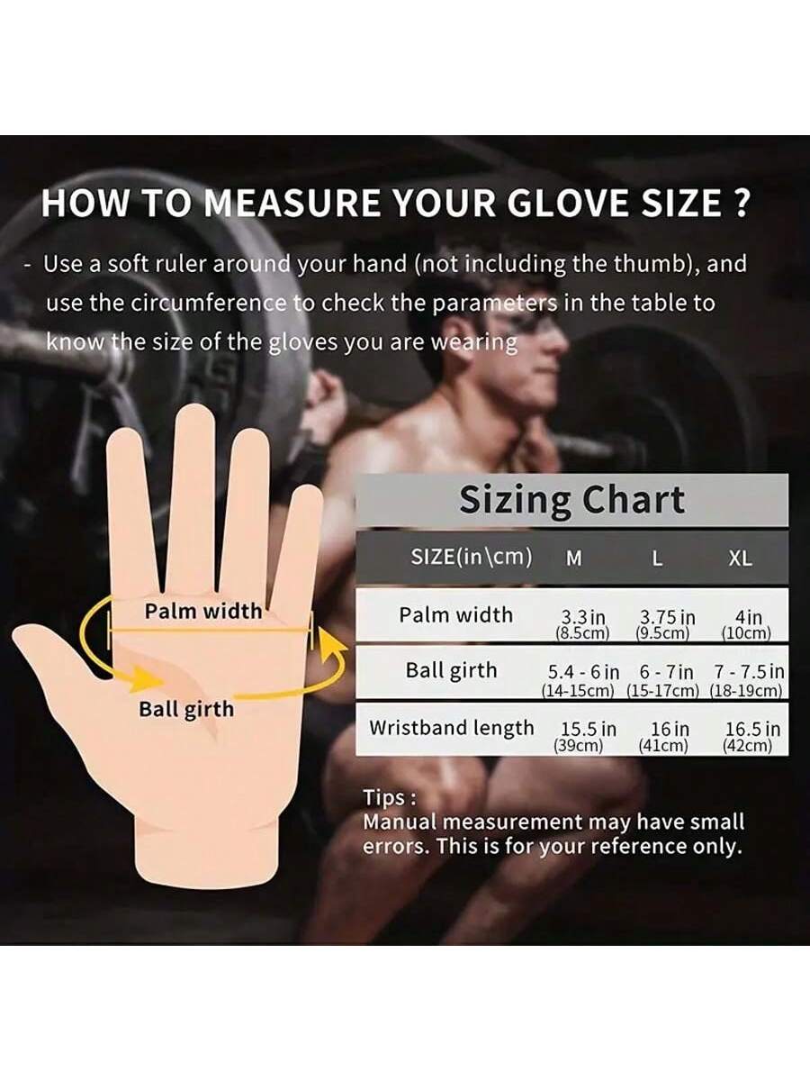 1 Pair Fitness Gloves With Wrist Support. Half Finger Unisex Weightlifting Dumbbell Gloves, Pull Up Bar Grip And Palm Protection Gloves With Open Fingertips For Men And Women.